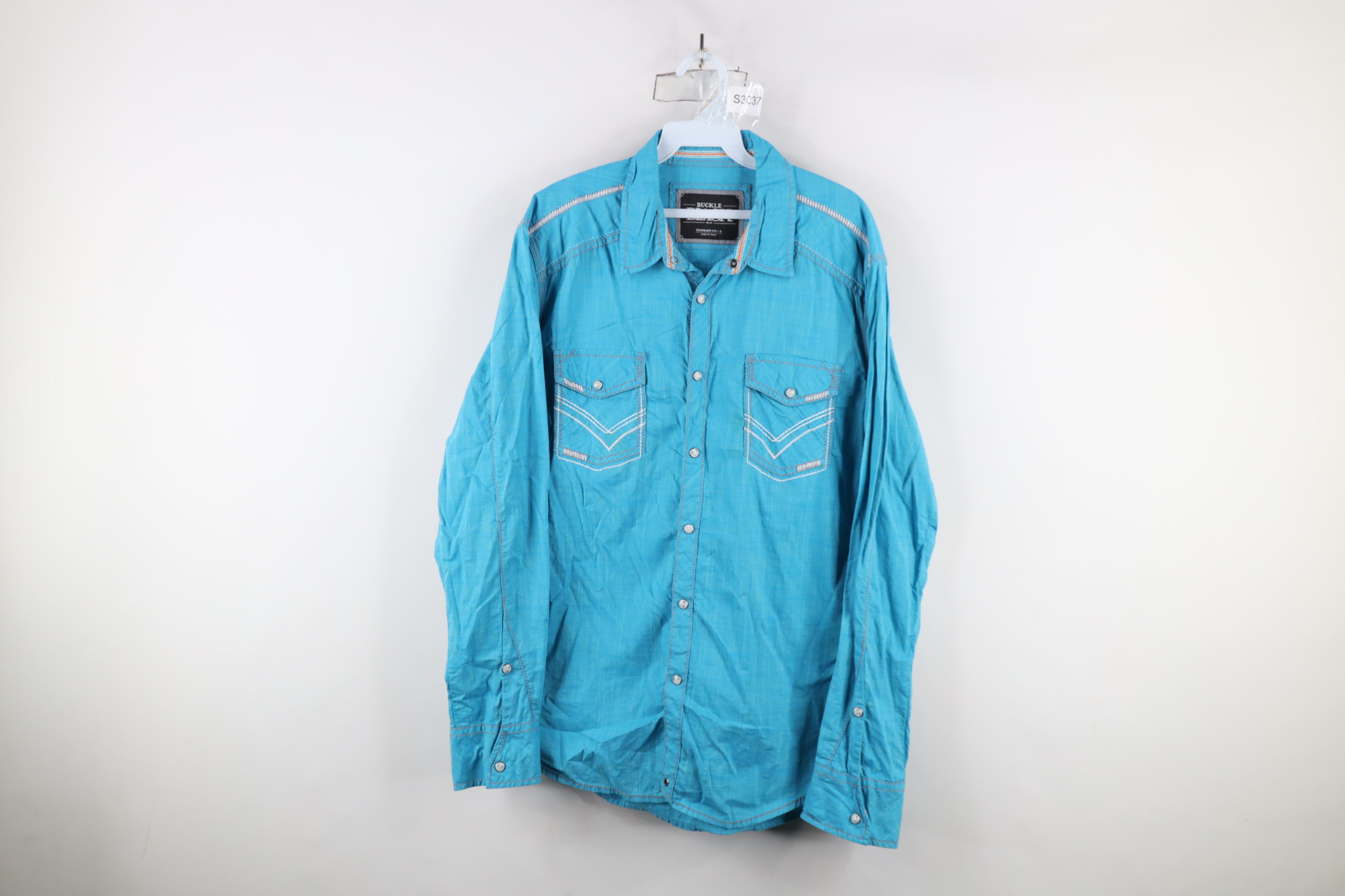 Vintage Buckle Black Western MMA Snap Button Collared Shirt Blue Size US L / EU 52-54 / 3 - 1 Thumbnail
