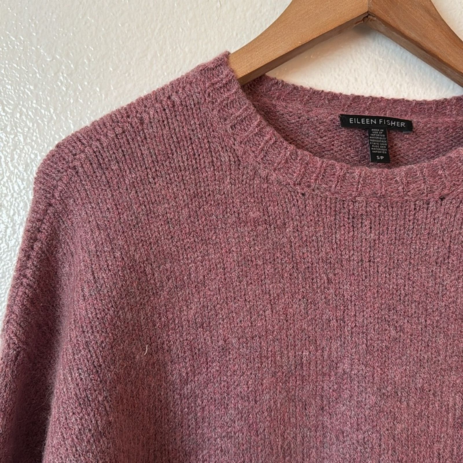 Eileen Fisher Eileen Fisher S Light Pink Mohair and Wool Crewneck Sweater Size S / US 4 / IT 40 - 3 Thumbnail