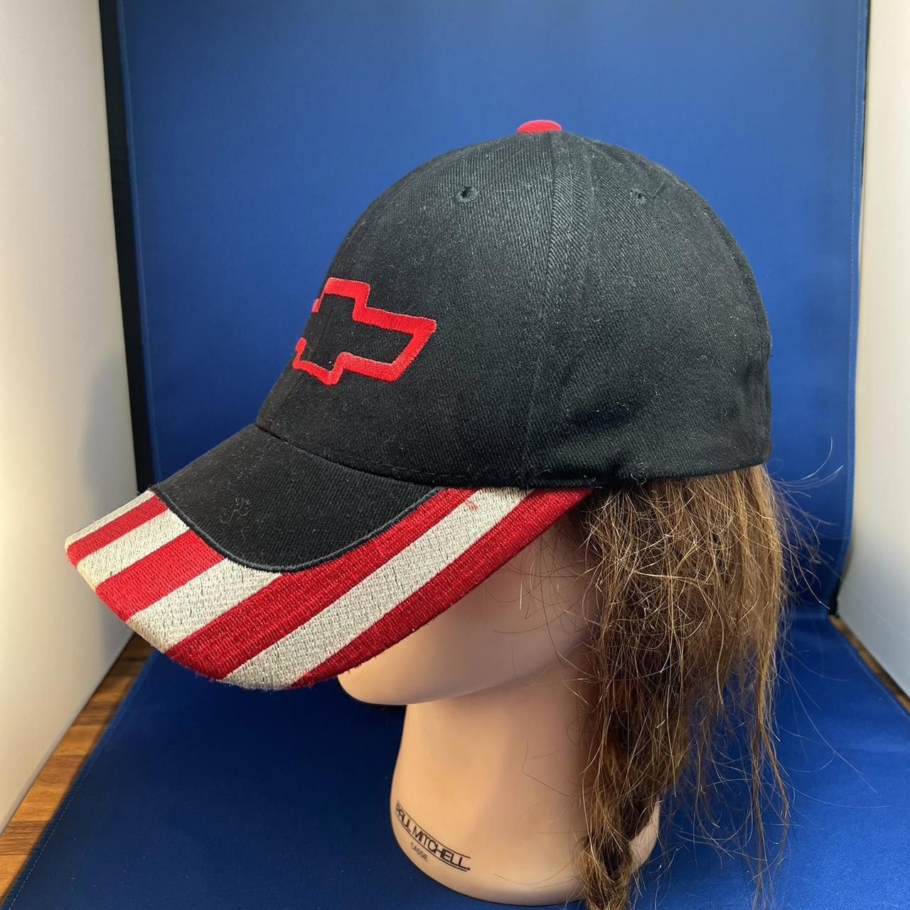 Designer Chevrolet Black Cap with Patriotic Flag Design Size ONE SIZE - 3 Thumbnail