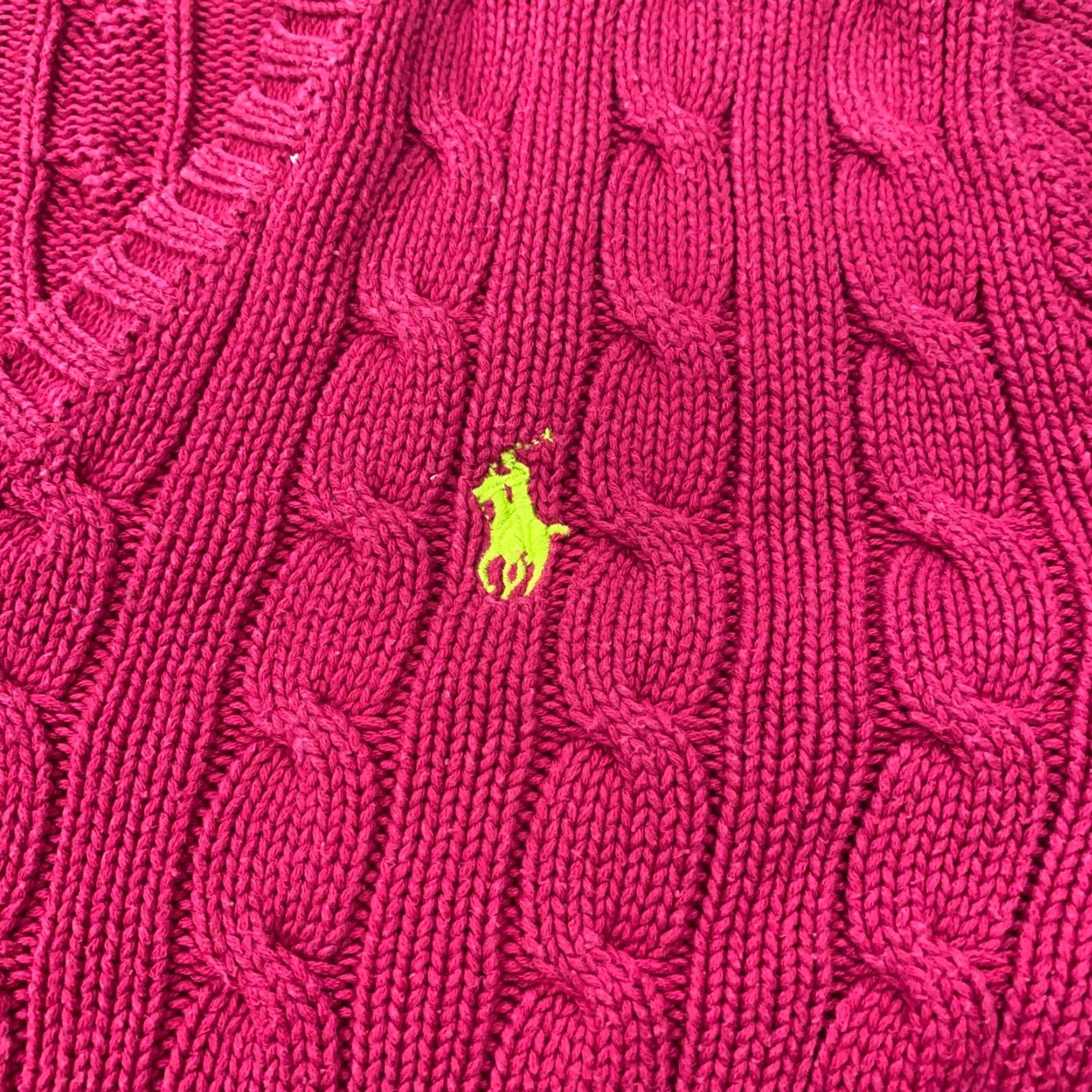Ralph Lauren Ralph Lauren Sport Sweater Shirt Womens Large Pink Cable Knit V-Neck Pony - Adult, Regular Fit, 3-4 Seasons, Womens Size L / US 10 / IT 46 - 2 Thumbnail