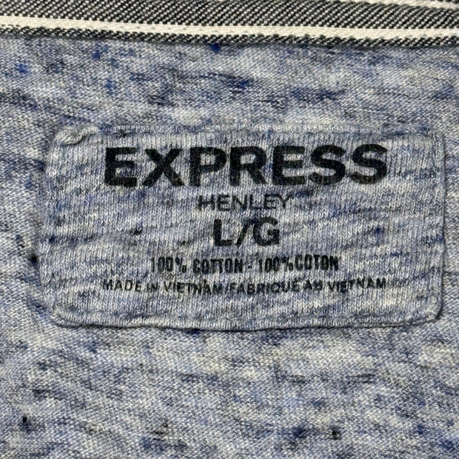 Express EXPRESS Men's Henley V Neck T-Shirt Blue Heathered Size L Size US L / EU 52-54 / 3 - 9 Thumbnail