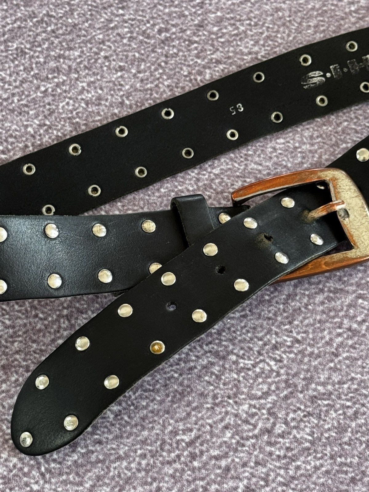 Japanese Brand Vintage Leather Punk Studded Belt Rick Owens Style Size ONE SIZE - 4 Thumbnail