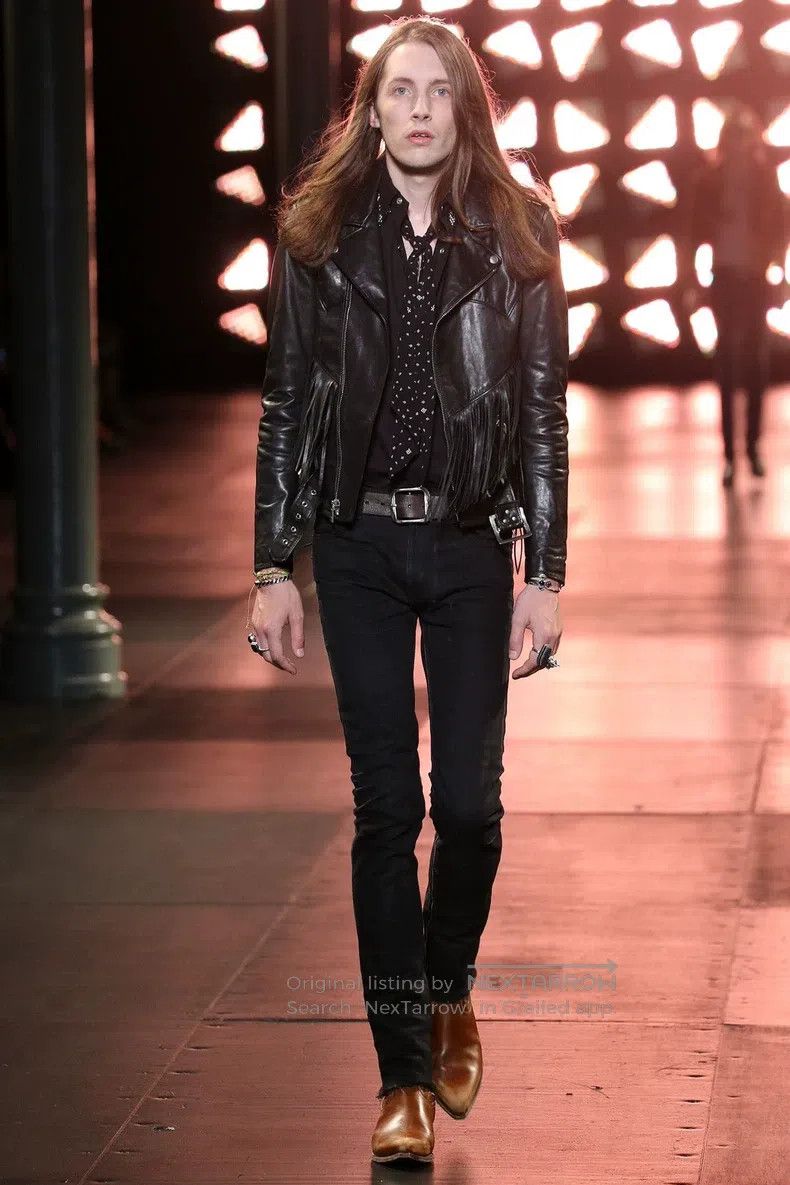 Saint Laurent Paris Saint Laurent Paris Frilled Motorcycle Leather Jacket Size US M / EU 48-50 / 2 - 2 Thumbnail