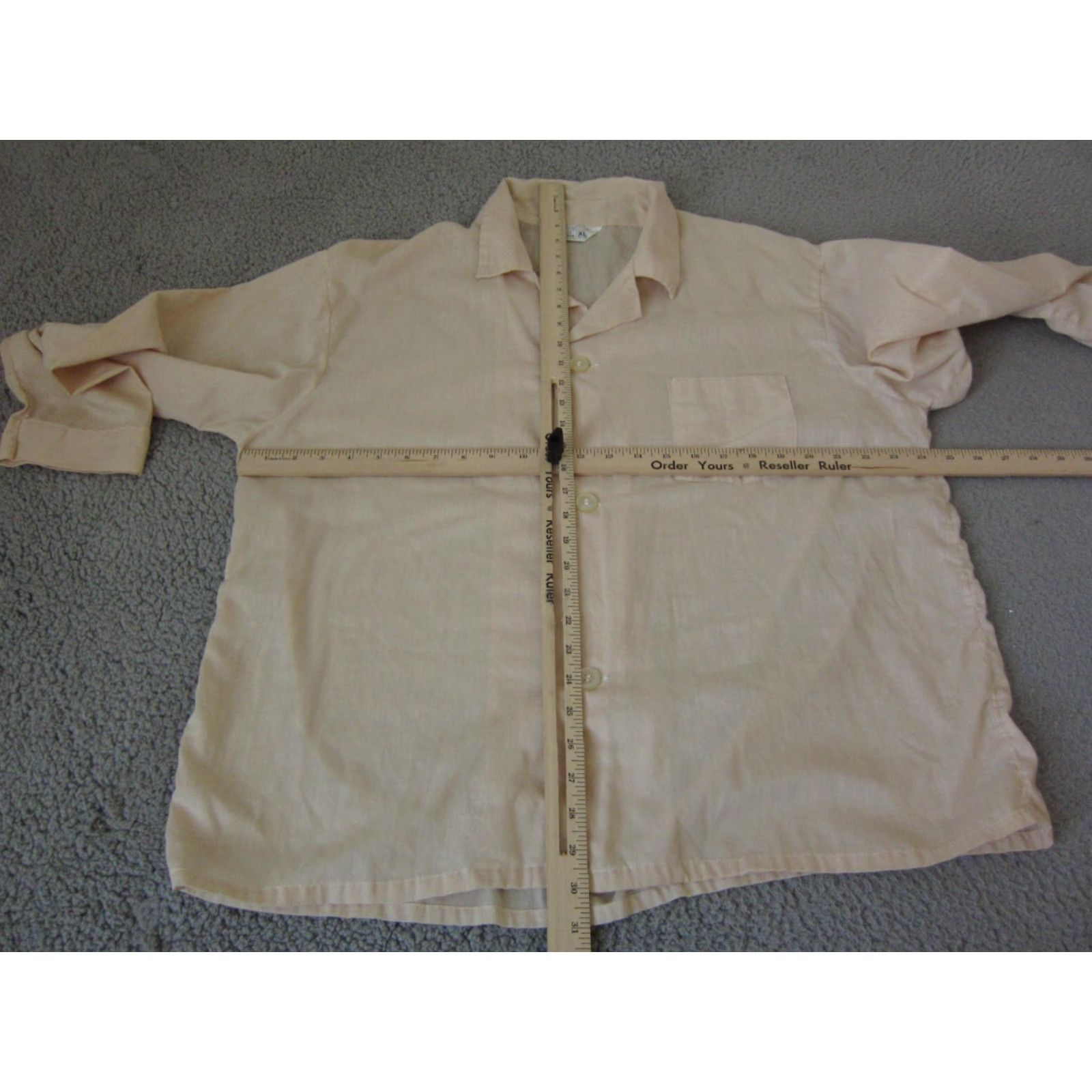 Vintage VINTAGE JC Penney Shirt Adult XL Ivory Cotton Button-Up 70s 90s Mens Pajama Pocketed Crew Collared Long Sleeve Size US XL / EU 56 / 4 - 6 Thumbnail