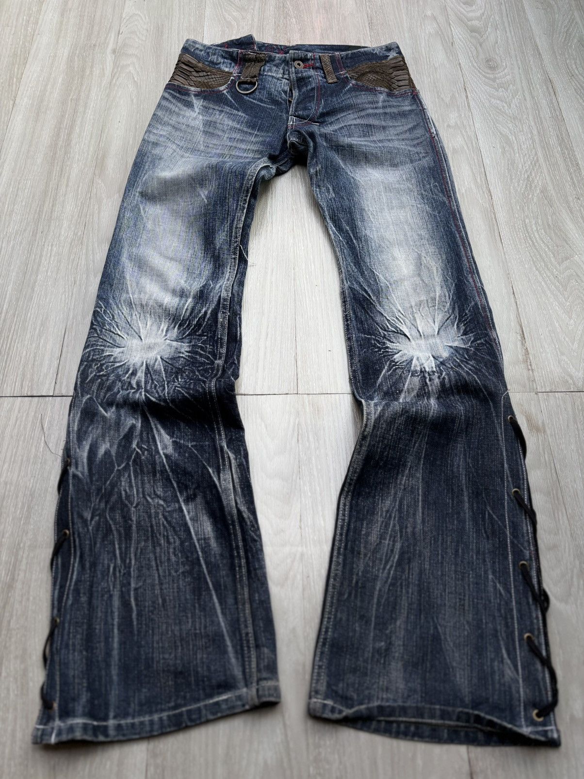 Japanese Brand REVOLUTION lace up flare jeans Size US 27 - 1 Thumbnail