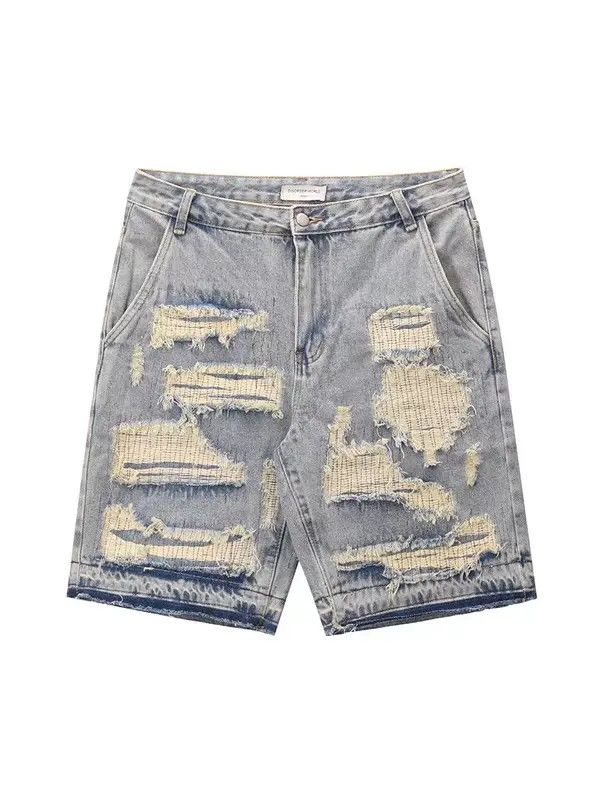 Japanese Brand VIBE Ripped street hip hop skateboard washed denim shorts Size US 30 / EU 46 - 4 Thumbnail