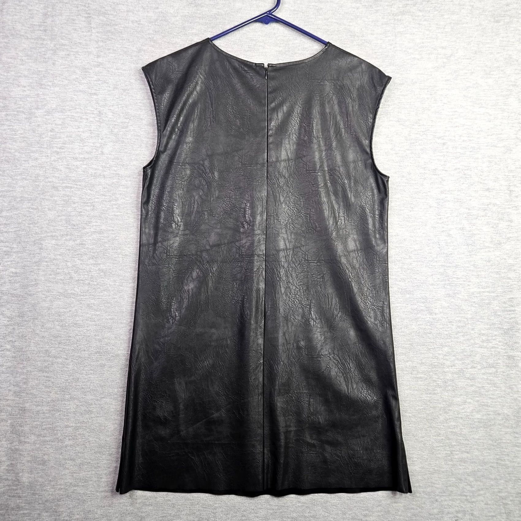 Lucky Brand Lucky Brand Women's Black Sleeveless Shift Dress Size M Pockets Faux Leather Size M / US 6-8 / IT 42-44 - 2 Thumbnail