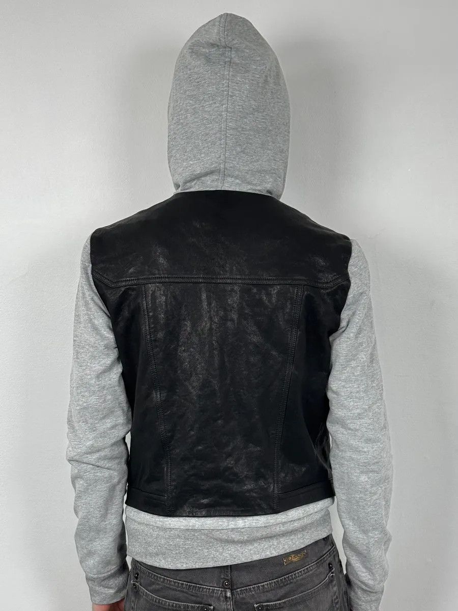Balmain SS2019 Balmain Sample Grey & Black Horpist Leather Zip-Up Hooded Jacket Size US S / EU 44-46 / 1 - 4 Thumbnail