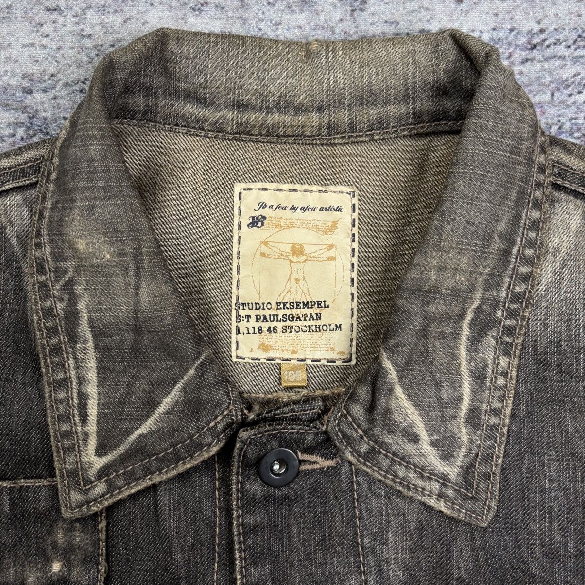 If Six Was Nine 1990s Studio Eksempel Apocalypse Style Mud Wash Denim Jacket Size US M / EU 48-50 / 2 - 6 Thumbnail