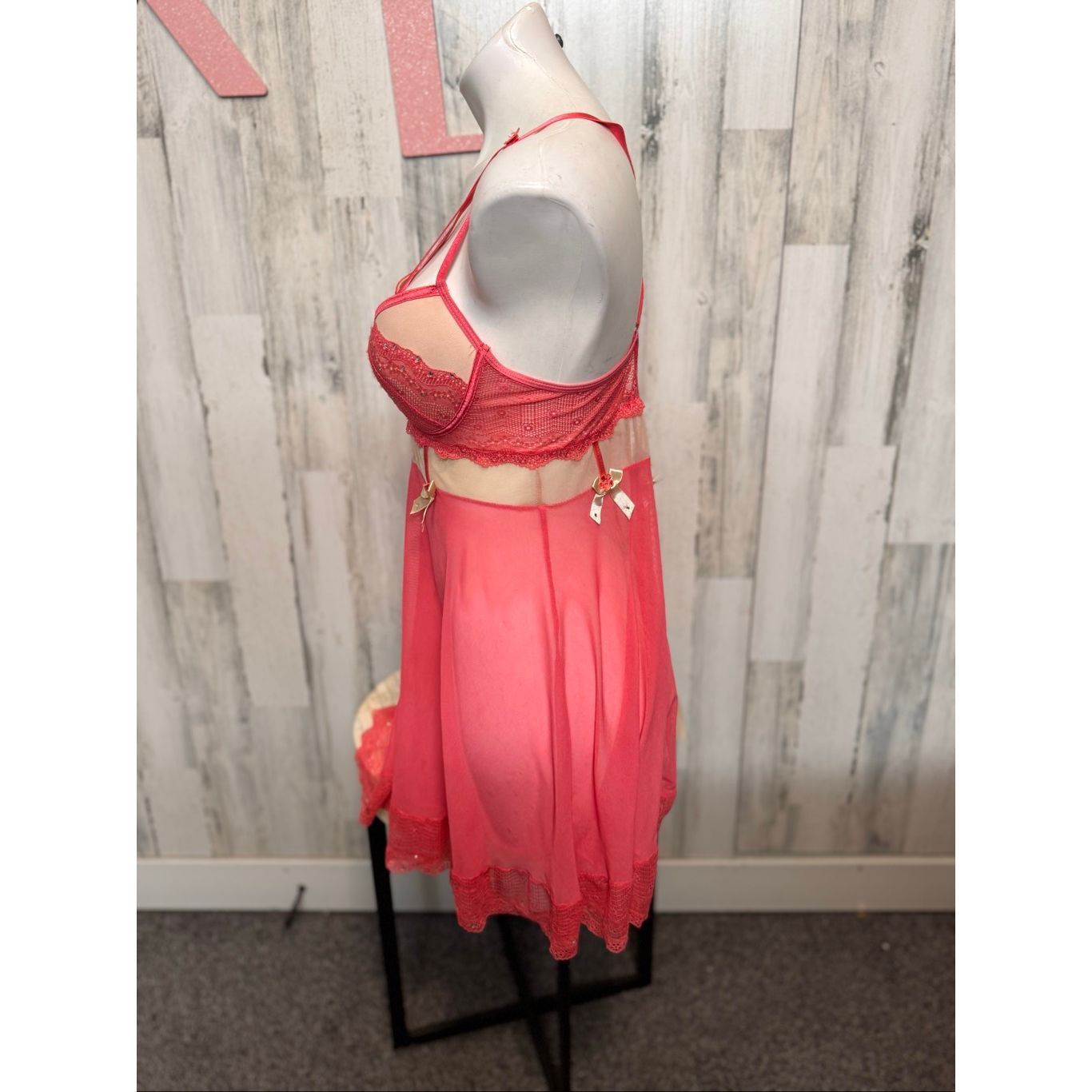 Other Women’s pink Lace Babydoll Lingerie Chemise Crisscross Back Size XL / US 12-14 / IT 48-50 - 2 Thumbnail