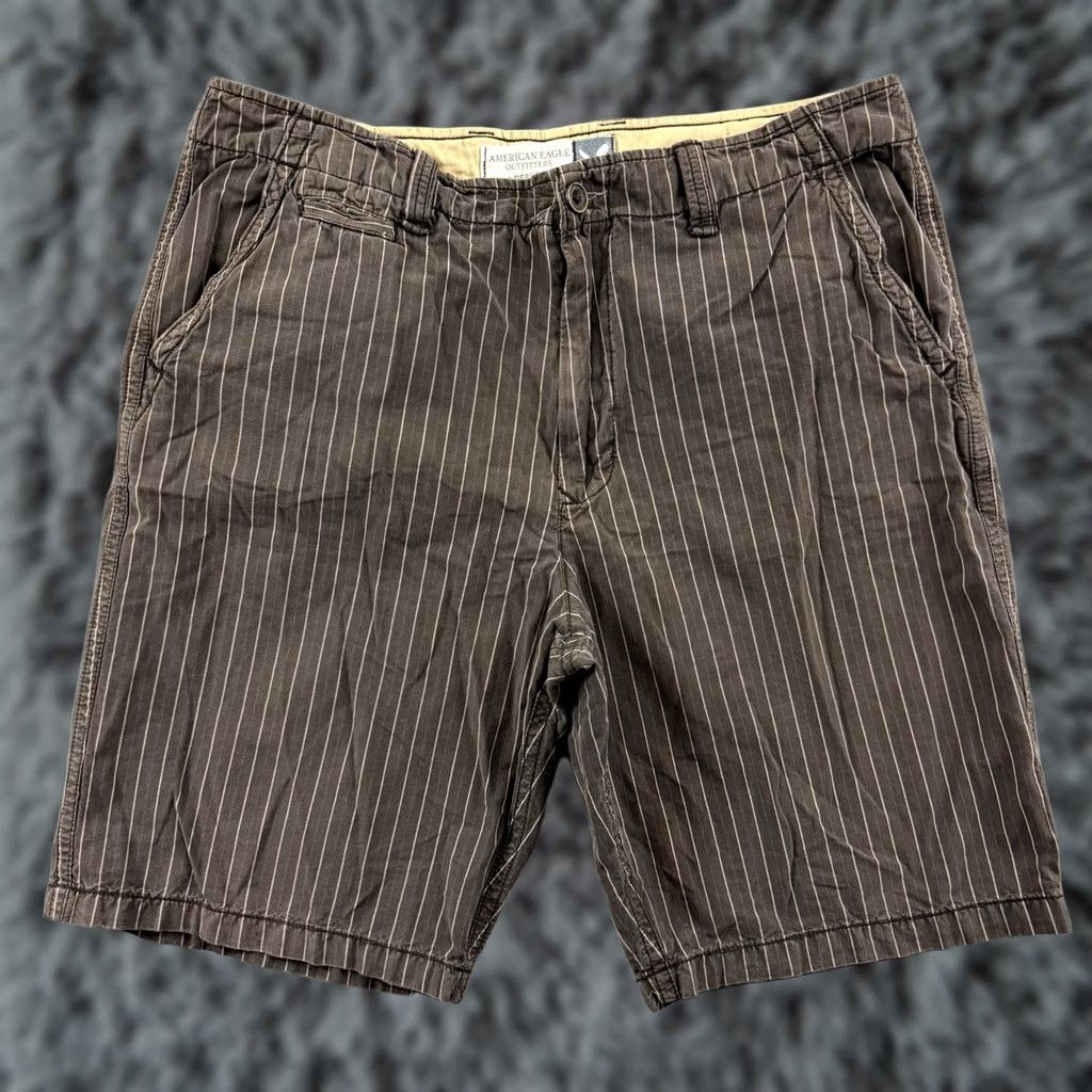 American Eagle Outfitters Vintage American Eagle Shorts Mens 38 Brown Striped Classic Skater Surf Zip Y2K Size US 38 / EU 54 - 1 Thumbnail