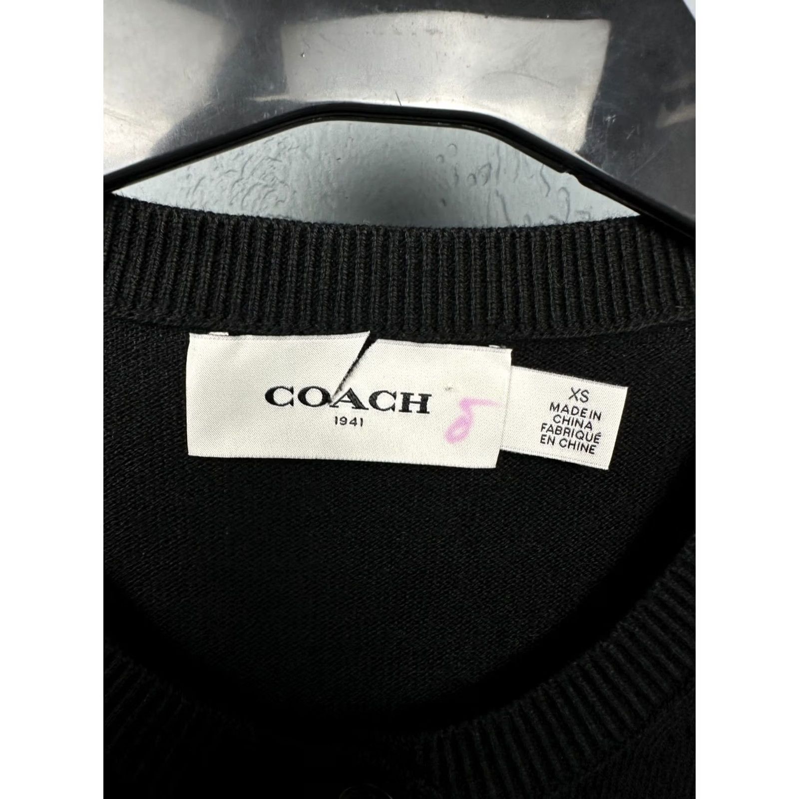 Coach Coach New York Womens Knit Sweater Cardigan XS Black Cotton, Viscose Knit Cardigan Womens XS Black Size XS / US 0-2 / IT 36-38 - 3 Thumbnail