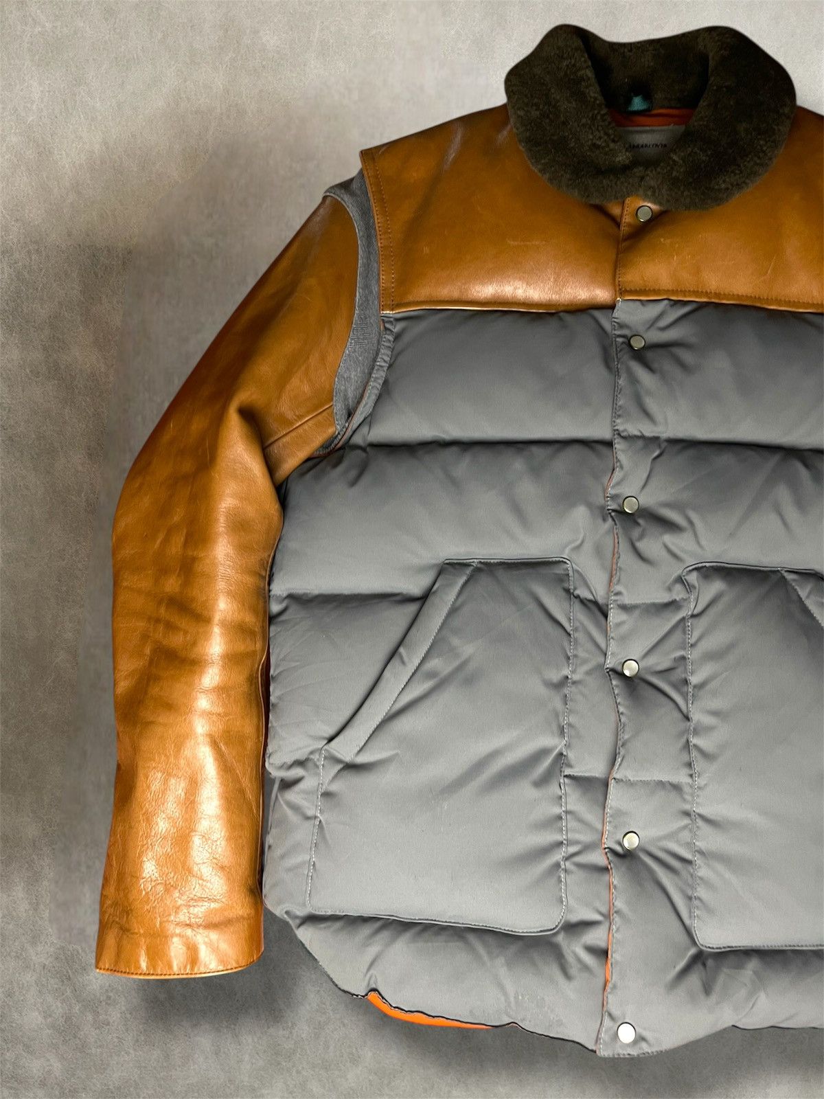 Undercover AW2012 Undercover leather sleeve down feather puffer jacket Size US L / EU 52-54 / 3 - 6 Thumbnail