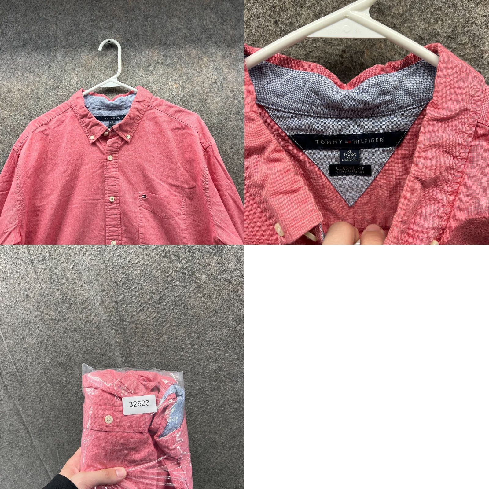 Tommy Hilfiger VINTAGE Tommy Hilfiger Shirt Mens XL Pink Button Down Classic Preppy Dress Oxford VTG Size 46R - 8 Thumbnail