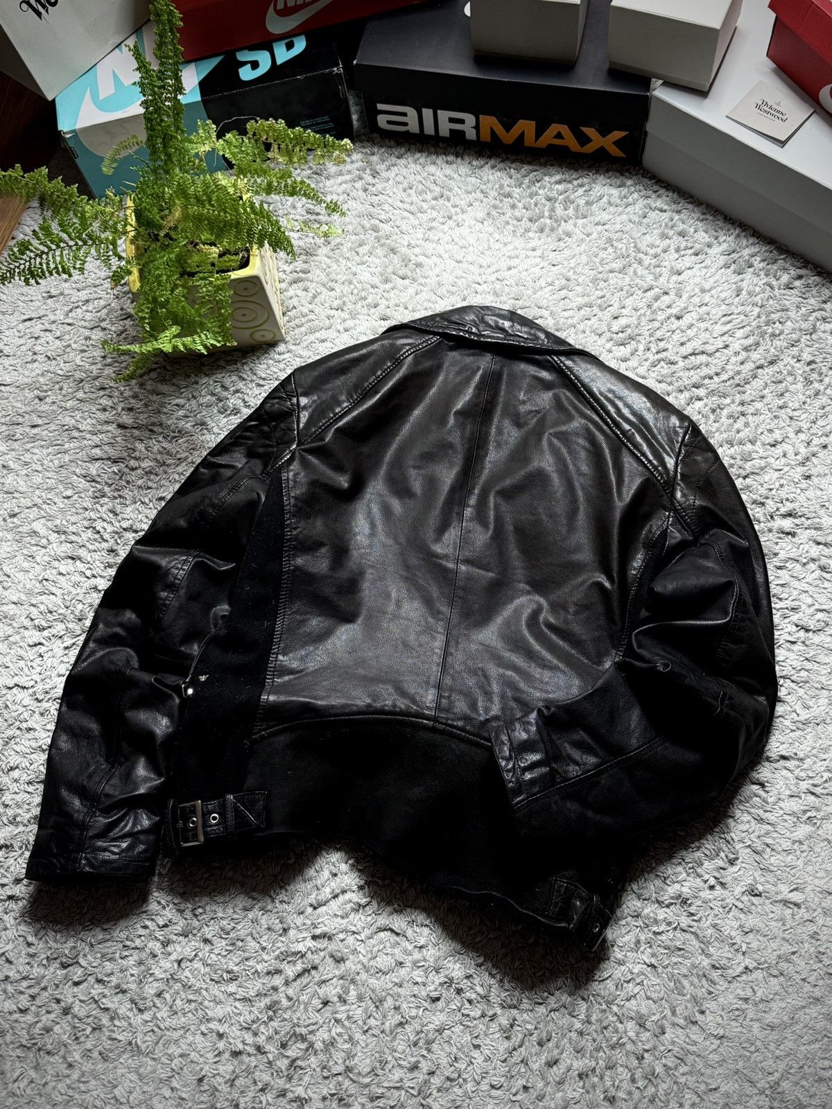 Emporio Armani 00s Emporio Armani Leather Jacket Rare Luxury Vintage Size L / US 10 / IT 46 - 8 Thumbnail