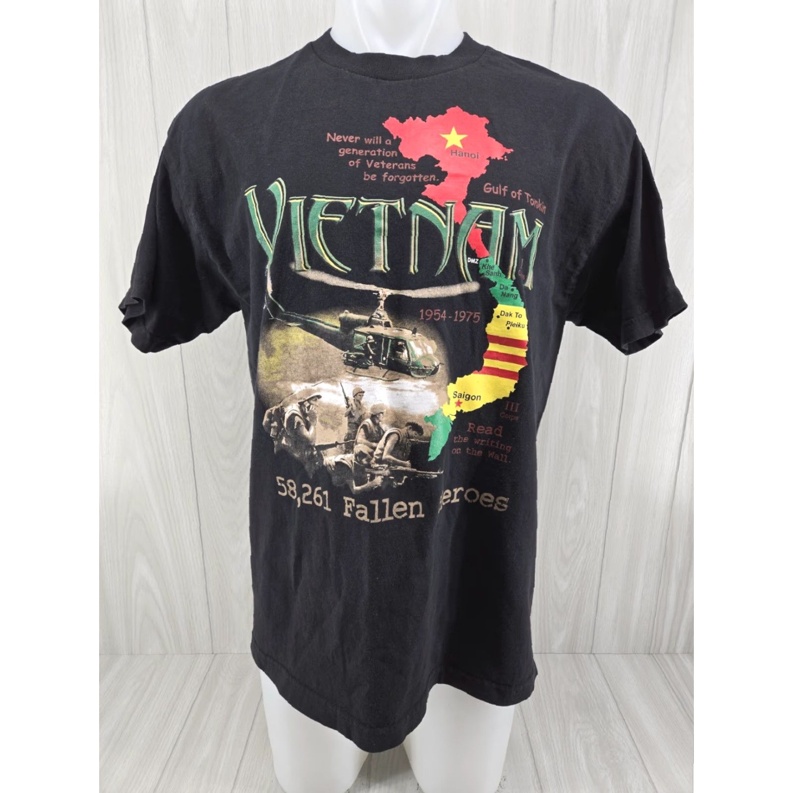 Vintage VINTAGE Vietnam War Veteran T-Shirt Men's Large USA Black T-Shirt Army Military USA Graphic Print Short Sleeve Crew Neck Murina Gildan Heavy Cotton Size US L / EU 52-54 / 3 - 2 Thumbnail
