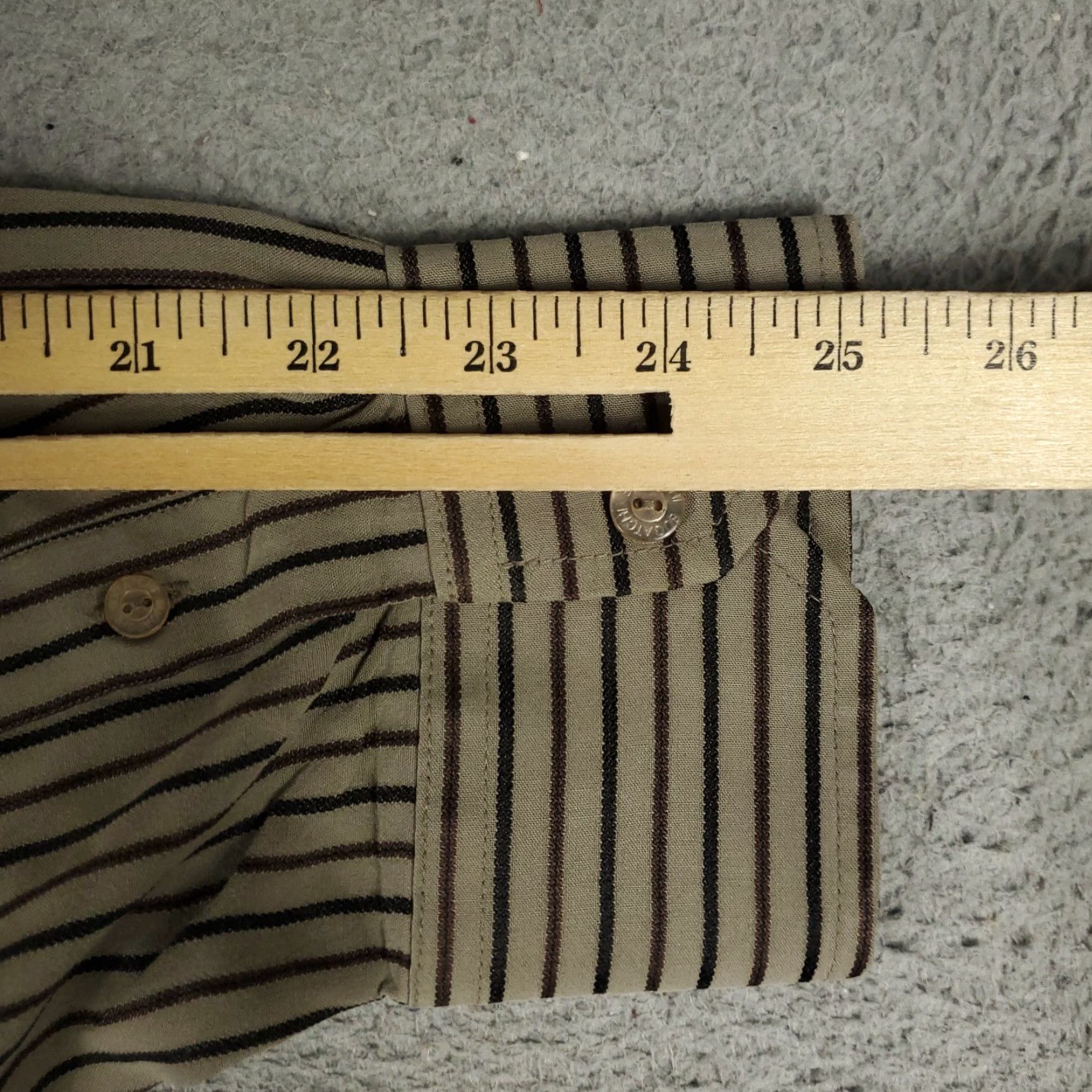 BUGATCHI Bugatchi Shirt XL Beige Striped Button-Up Long Sleeve Mens Size US XL / EU 56 / 4 - 7 Thumbnail