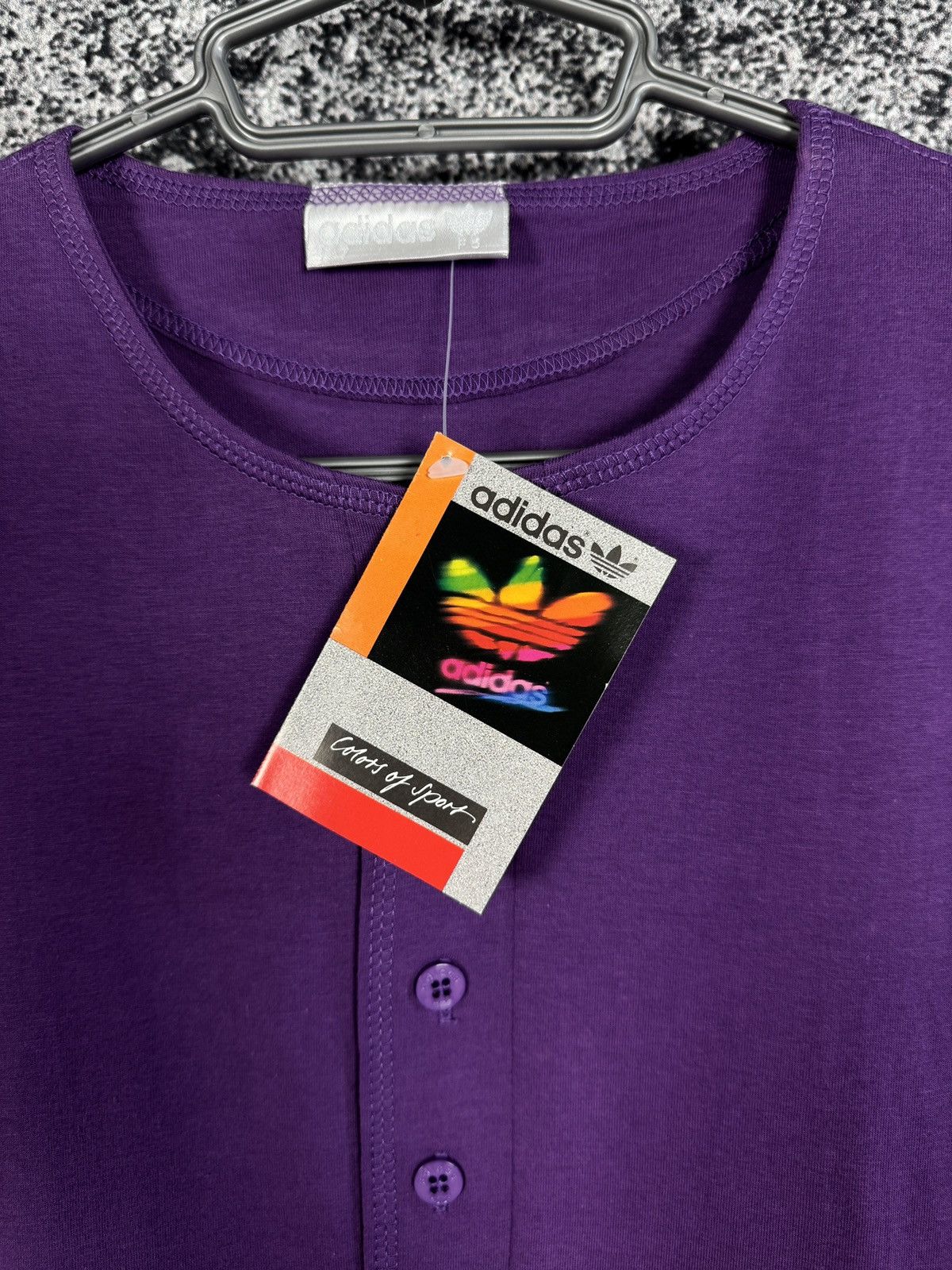 Adidas Adidas Vintage 90s Henley Purple Shirt Balloon Sleeve Size L Size US L / EU 52-54 / 3 - 7 Thumbnail