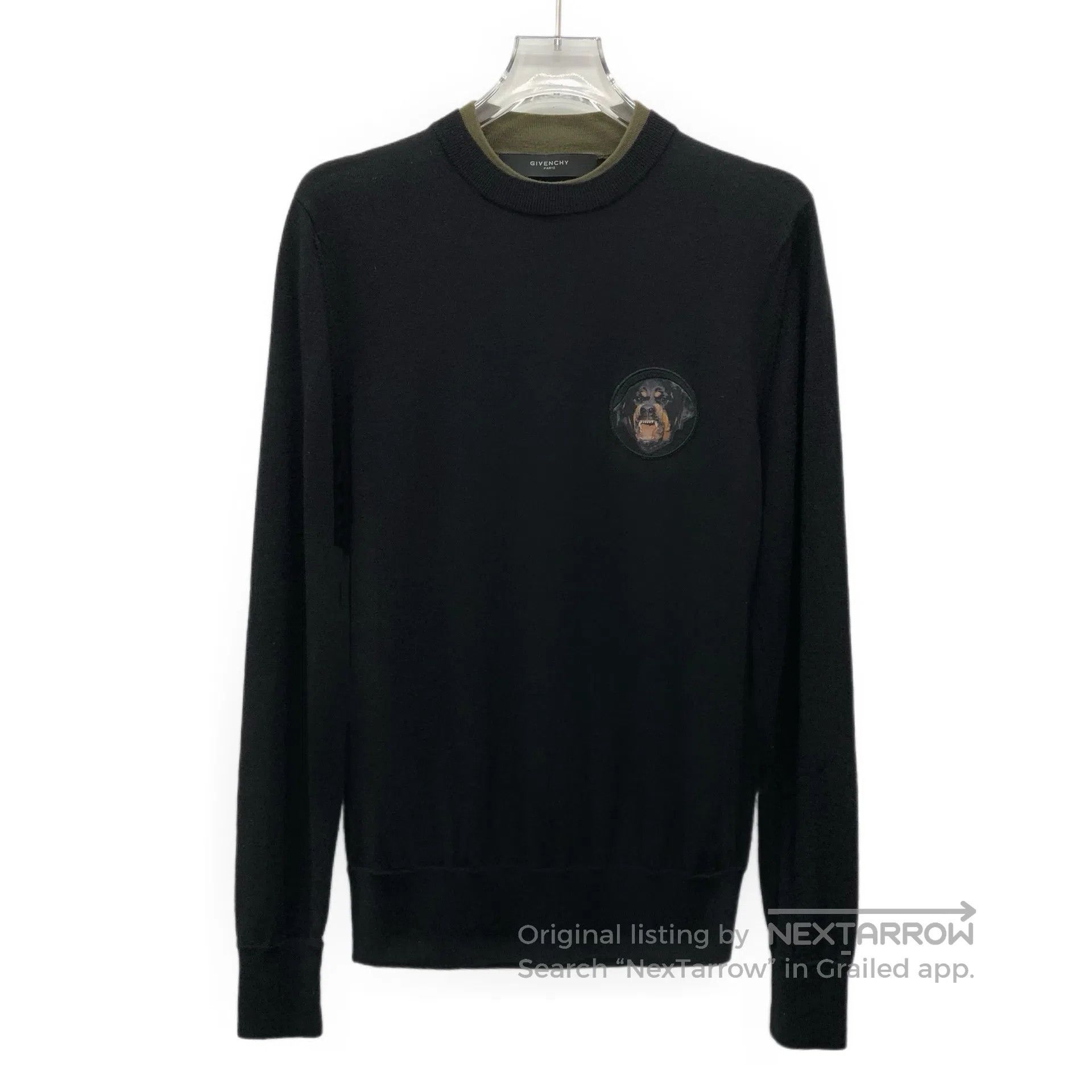 Givenchy Givenchy Black dog head badge embroidered wool round-neck Size S / US 4 / IT 40 - 1 Thumbnail