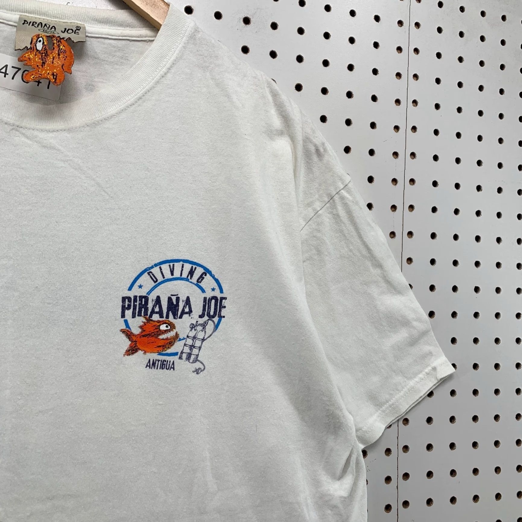 Vintage Pirana Joe T Shirt Mens XL White Diving Antigua Short Sleeve Beach Surf Size US XL / EU 56 / 4 - 6 Thumbnail