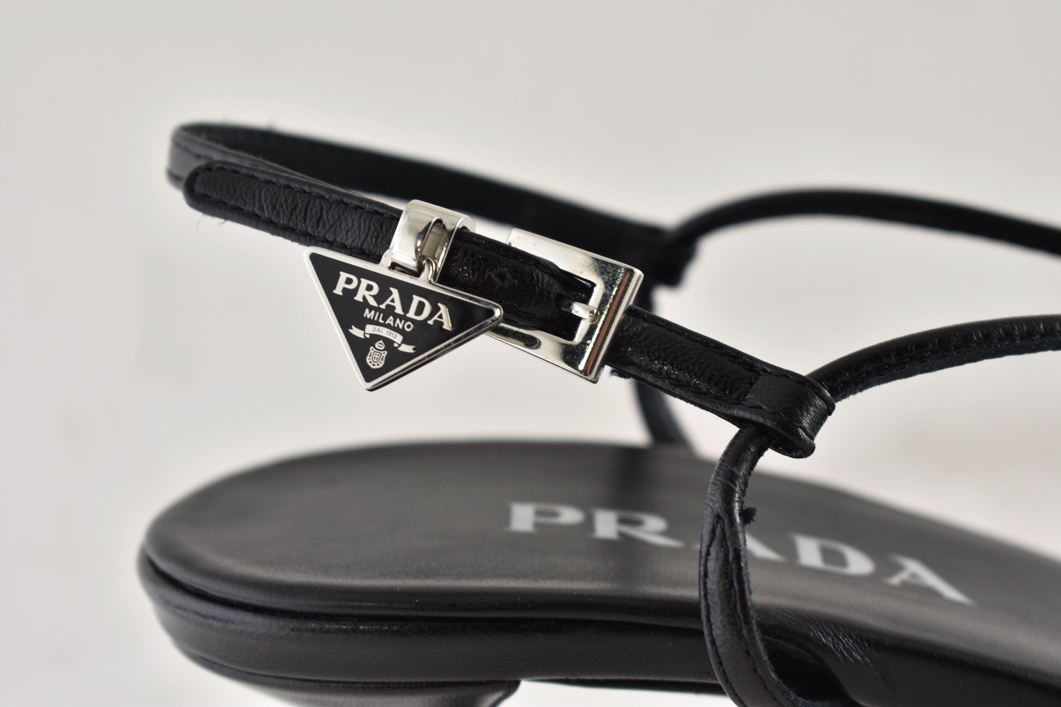 Prada Prada Capretto Strappy 55mm Leather Sandal Kitten Heel 38 Size US 8 / IT 38 - 7 Thumbnail