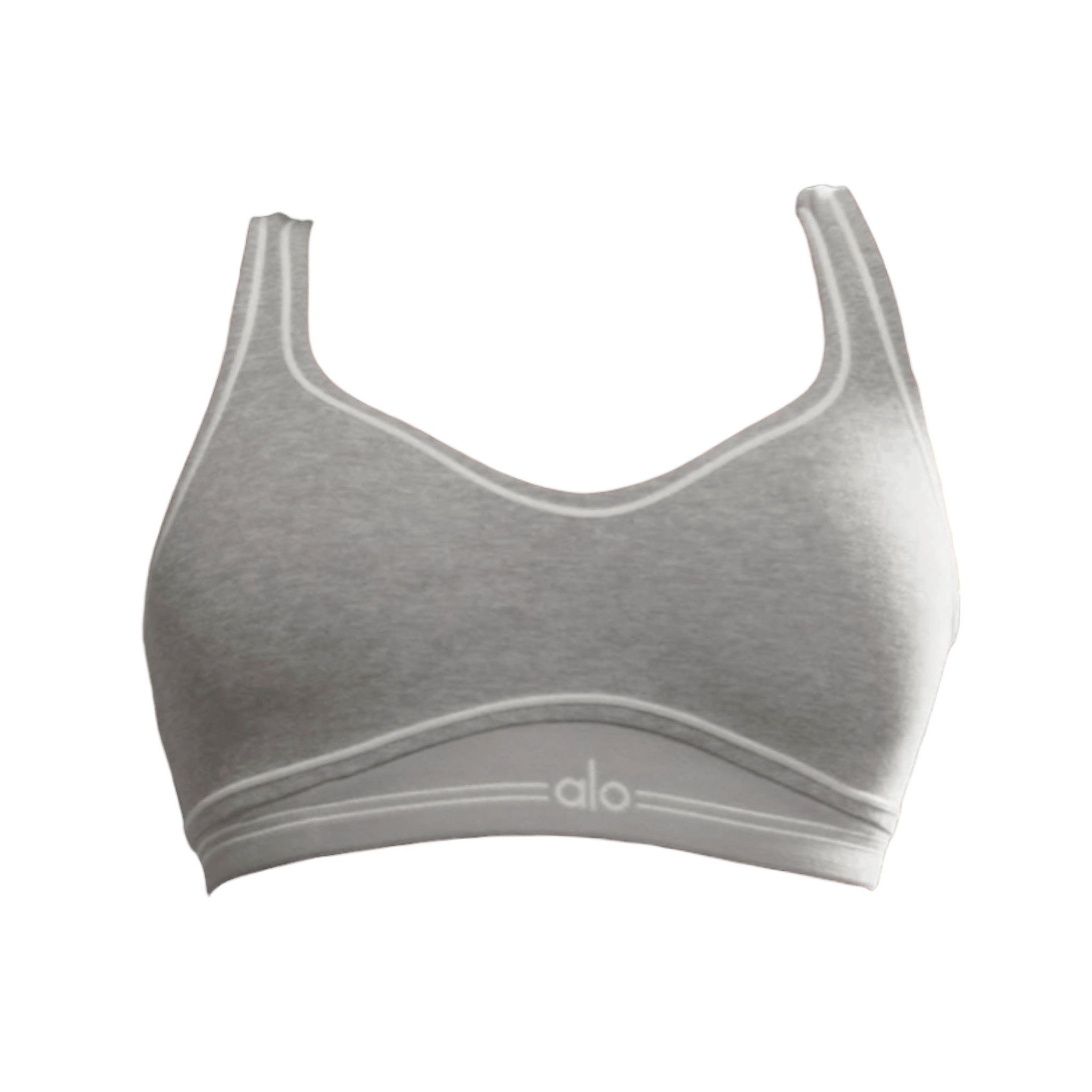 Alo Yoga Airbrush High Waist Heart Throb Bra Heather Grey White Size US S / EU 44-46 / 1 - 1 Thumbnail