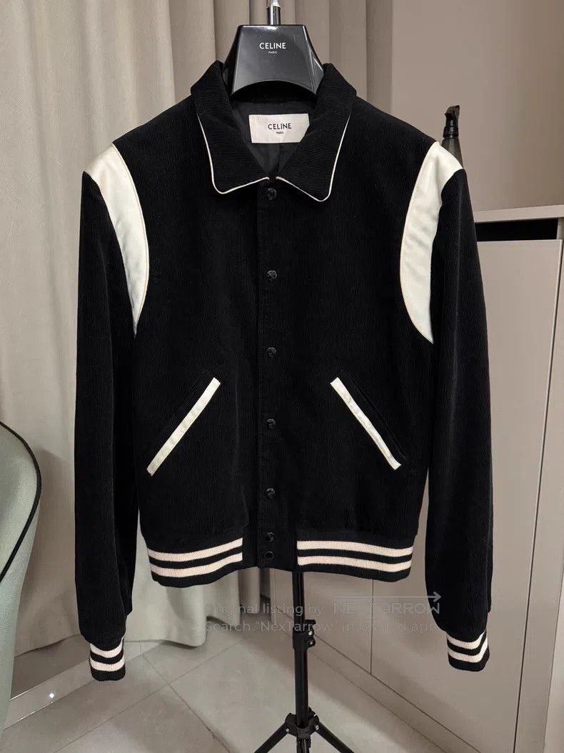Celine CELINE Black and White Colorblocked Corduroy Baseball Jack Size US M / EU 48-50 / 2 - 1 Thumbnail