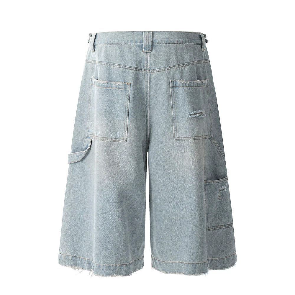 Vintage Men's loose American retro ripped washed denim shorts Size US 32 / EU 48 - 2 Thumbnail