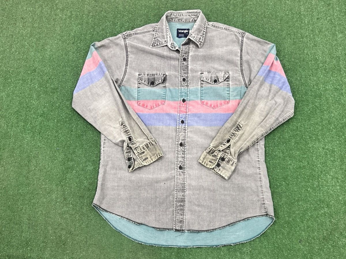 Vintage Vintage 80s Wrangler Striped Button Front Western Shirt Size US XL / EU 56 / 4 - 1 Thumbnail