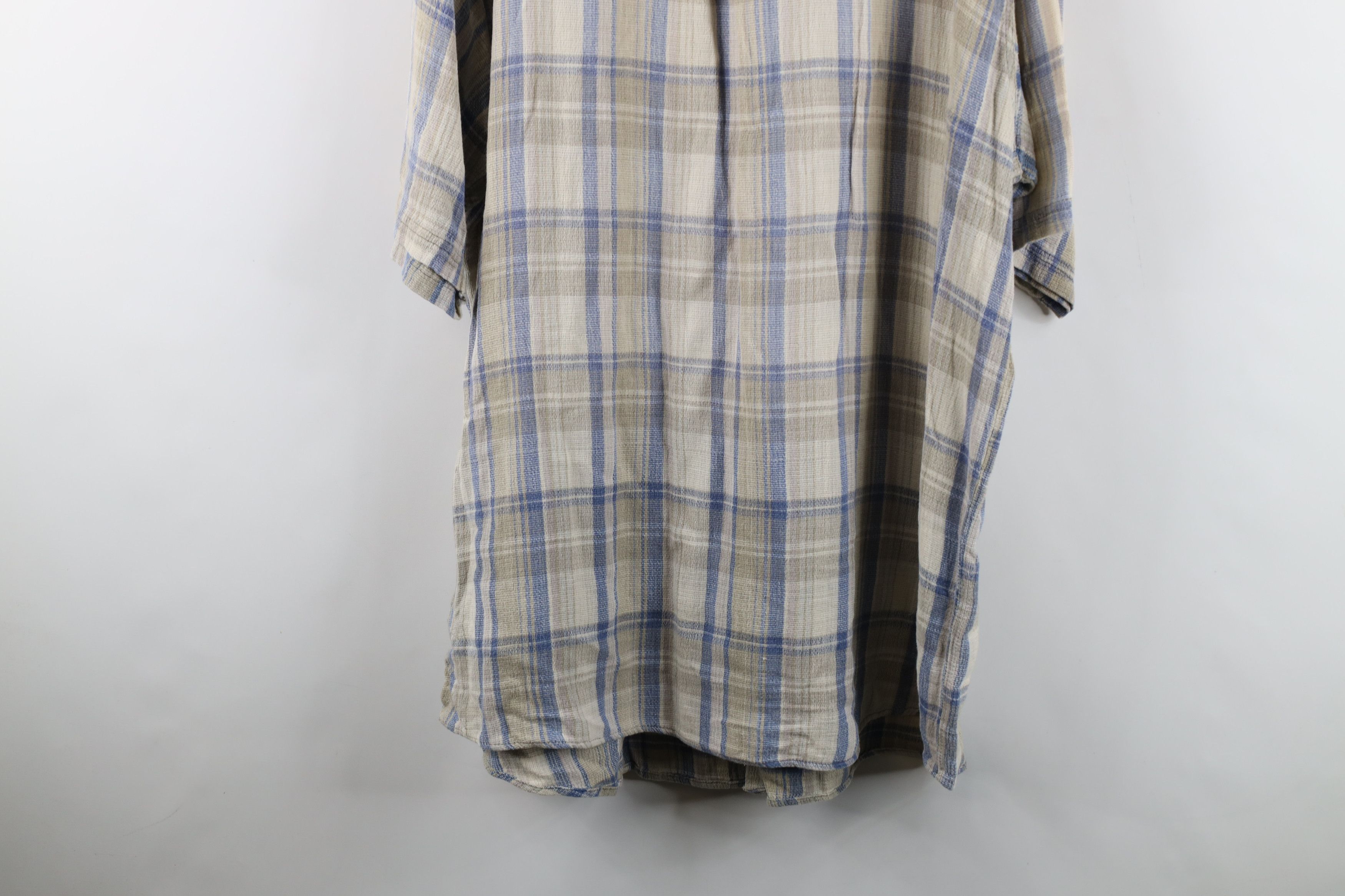 Vintage Vintage 90s Streetwear Cotton Weave Knit Button Shirt Plaid Size US XXL / EU 58 / 5 - 12 Thumbnail
