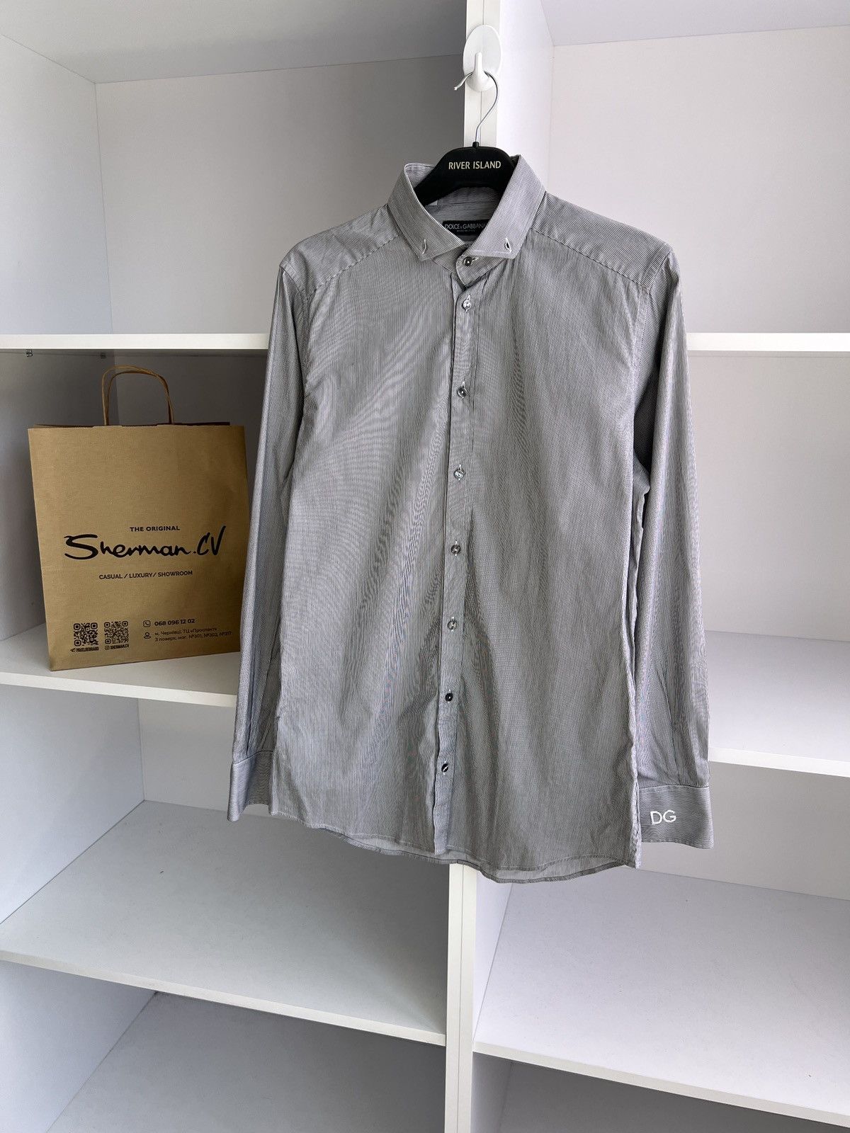 Dolce & Gabbana × Vintage Vintage Dolce Gabbana Grey Luxury Button up shirt Size US M / EU 48-50 / 2 - 2 Thumbnail