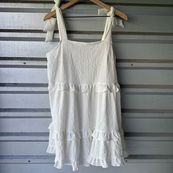 Asos New ASOS Design White Tie Shoulder Ruffle Mini Dress Sz 6 Size M / US 6-8 / IT 42-44 - 2 Thumbnail