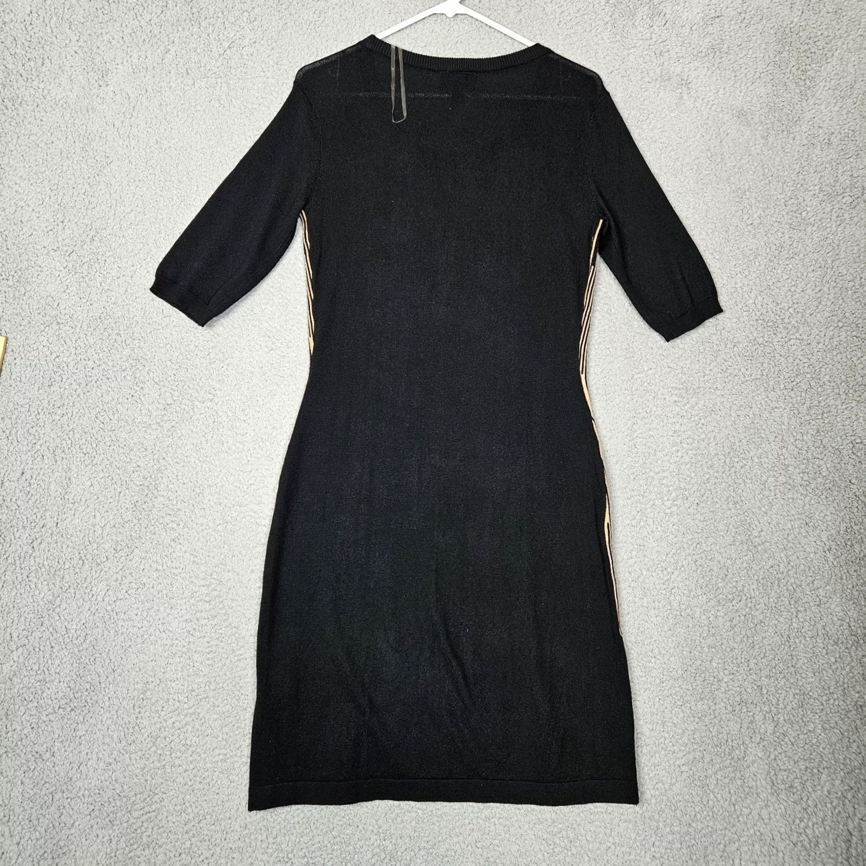 Vintage Allison Brittney Women's Dress Sweater Sleeve Elbow Drip Ombre Black Beige Sz S Size S / US 4 / IT 40 - 2 Thumbnail