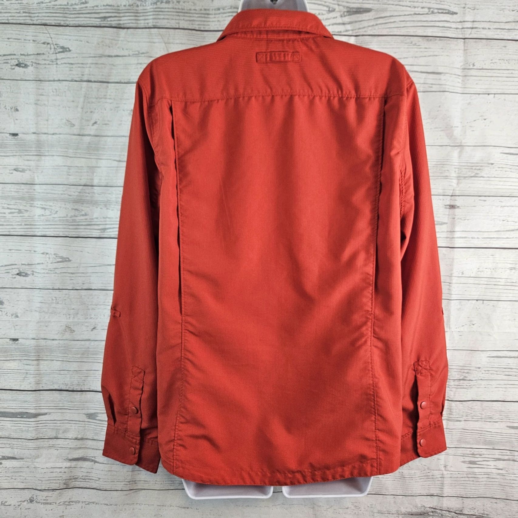 Vintage Duluth Shirt Womens Button-Up Long Sleeve Zip Pocket Orange/Red L (Large) - Snap, Collared, Polyester, Pockets, Vintage? No Size L / US 10 / IT 46 - 3 Thumbnail