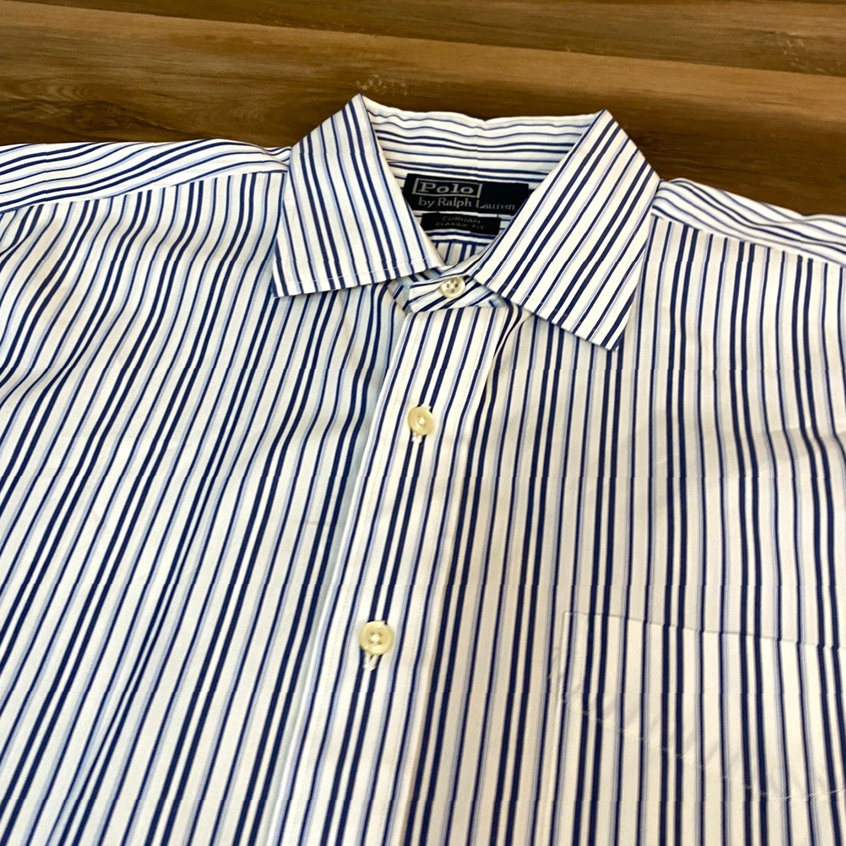 Polo Ralph Lauren Polo Ralph Lauren Shirt Striped Classic Fit Curham Mens 16.5 32/33 Blue White Dress Shirt Long Sleeve Button-Down Size US XL / EU 56 / 4 - 4 Thumbnail