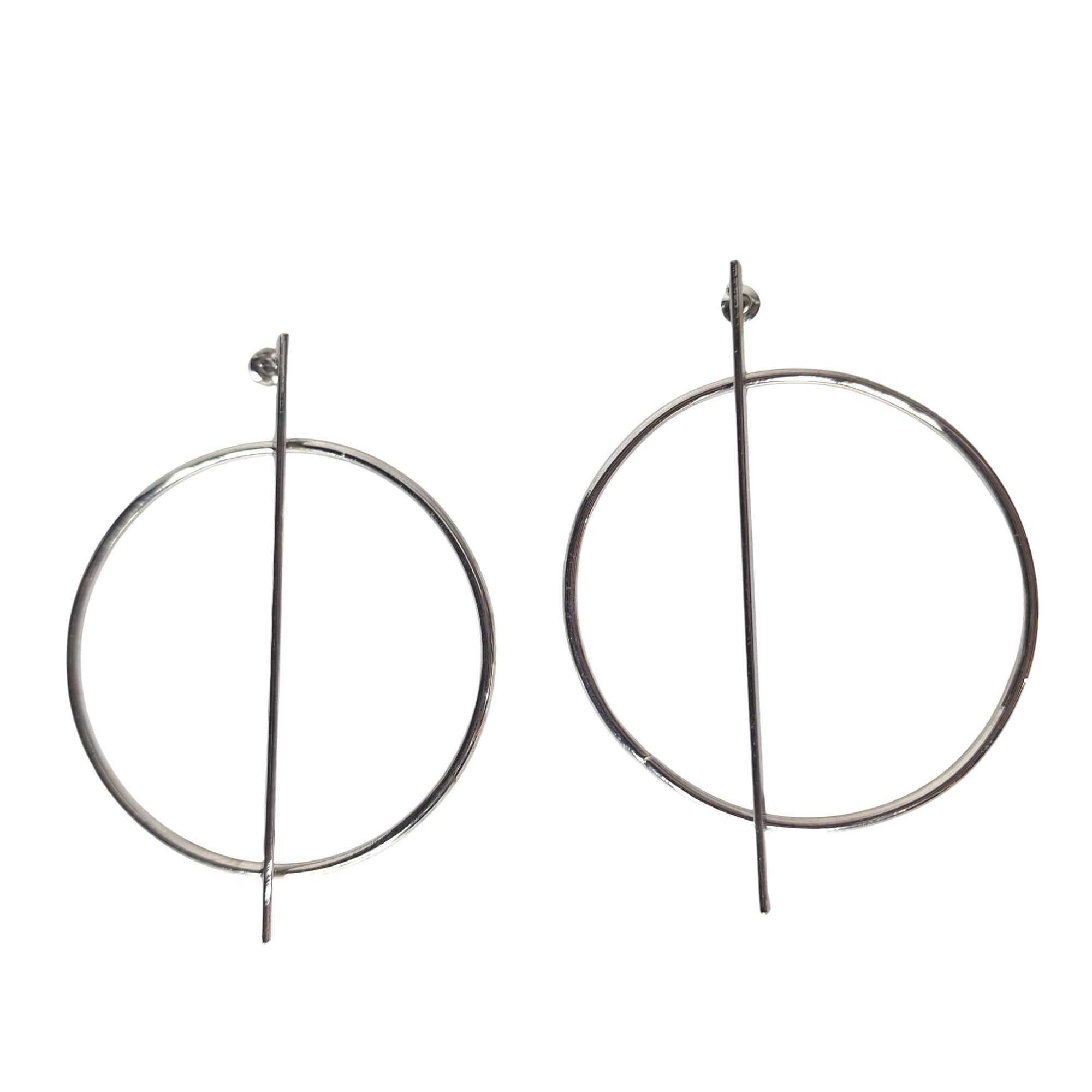 Other Modernist Silver Tone Chunky Hoop Earrings Sculptural Liquid Size ONE SIZE - 1 Thumbnail