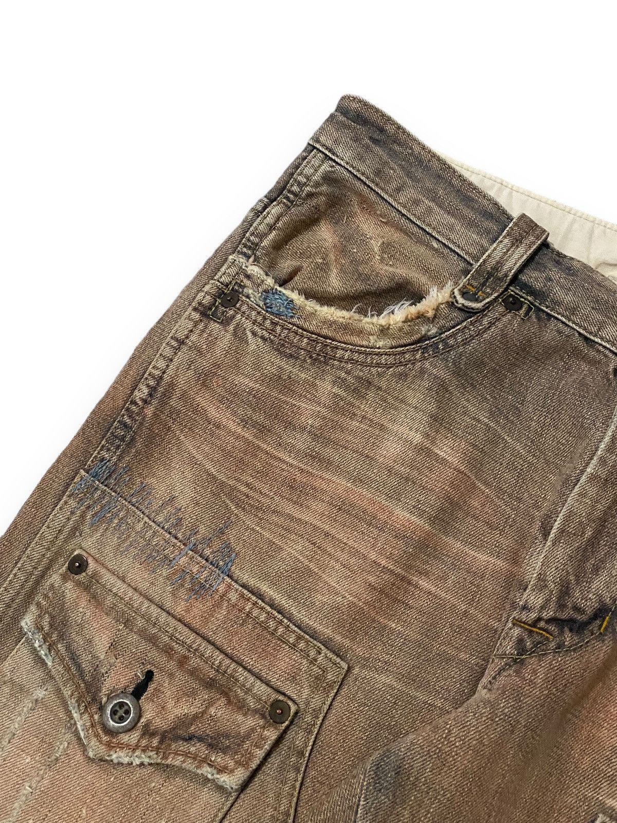 Japanese Brand Japan Bartack Damaged Ripped Bullet Distressed Denim Size US 33 - 7 Thumbnail