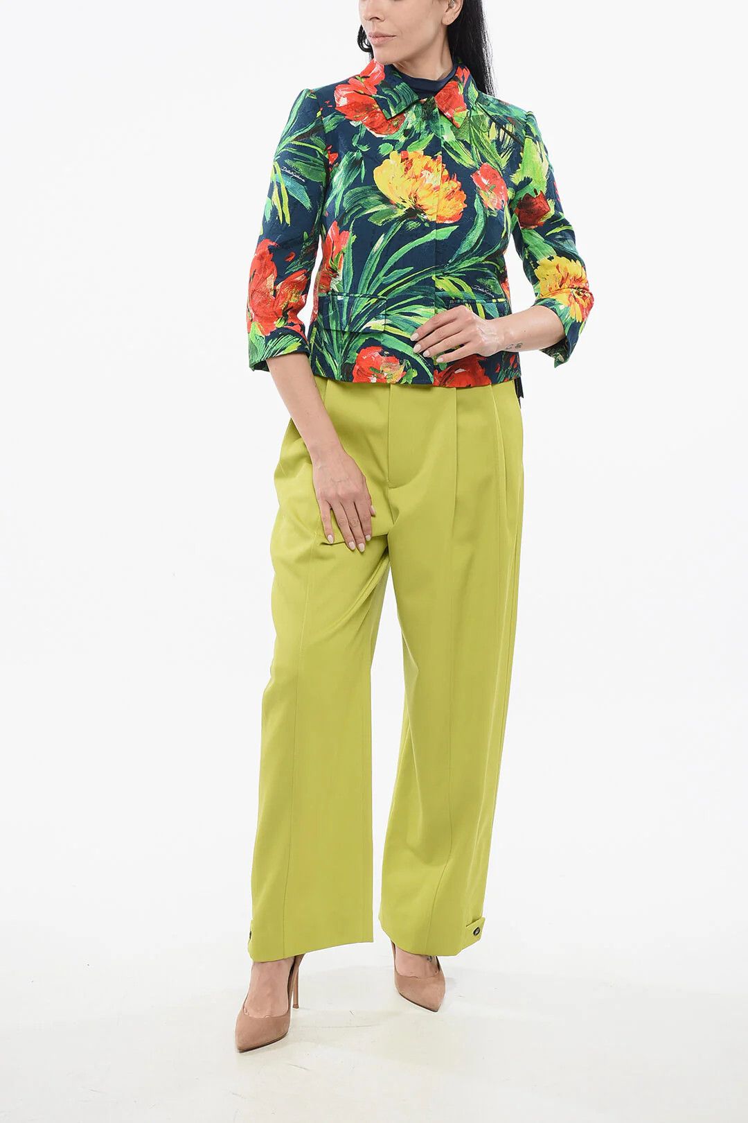 Dolce & Gabbana og1mm0426 Floral Crop Blazer in Multicolor Size XS / US 0-2 / IT 36-38 - 4 Thumbnail