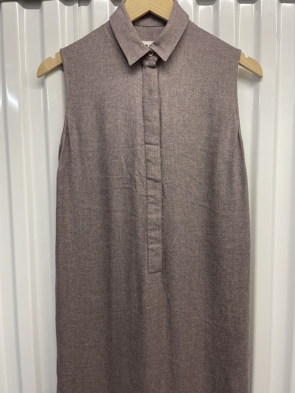 Maison Margiela MM6 Maxi Dress Collared Button High Low Viscose Purple Size S / US 4 / IT 40 - 2 Thumbnail