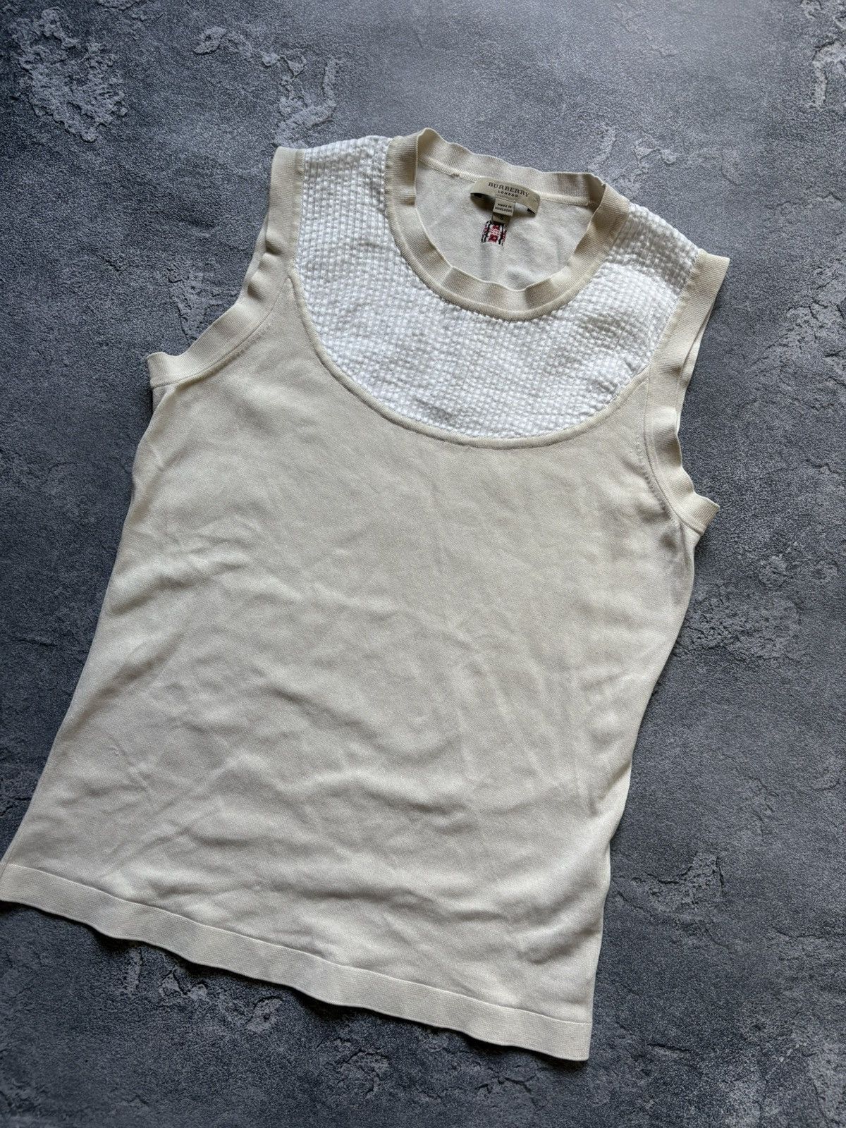 Burberry Vintage Burberry Luxury Beige Cotton Silk Women’s Tank Top Size S / US 4 / IT 40 - 3 Thumbnail