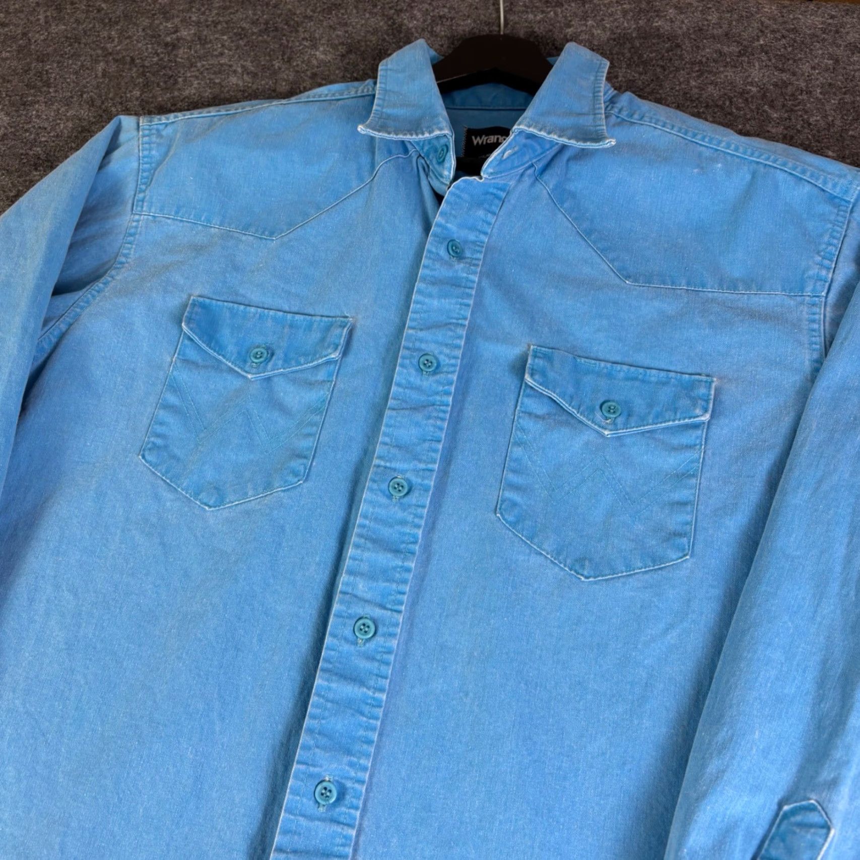 Wrangler VINTAGE Wrangler Mens Western Denim Shirt Blue Long Sleeve Regular XL USA Made Size US XL / EU 56 / 4 - 7 Thumbnail