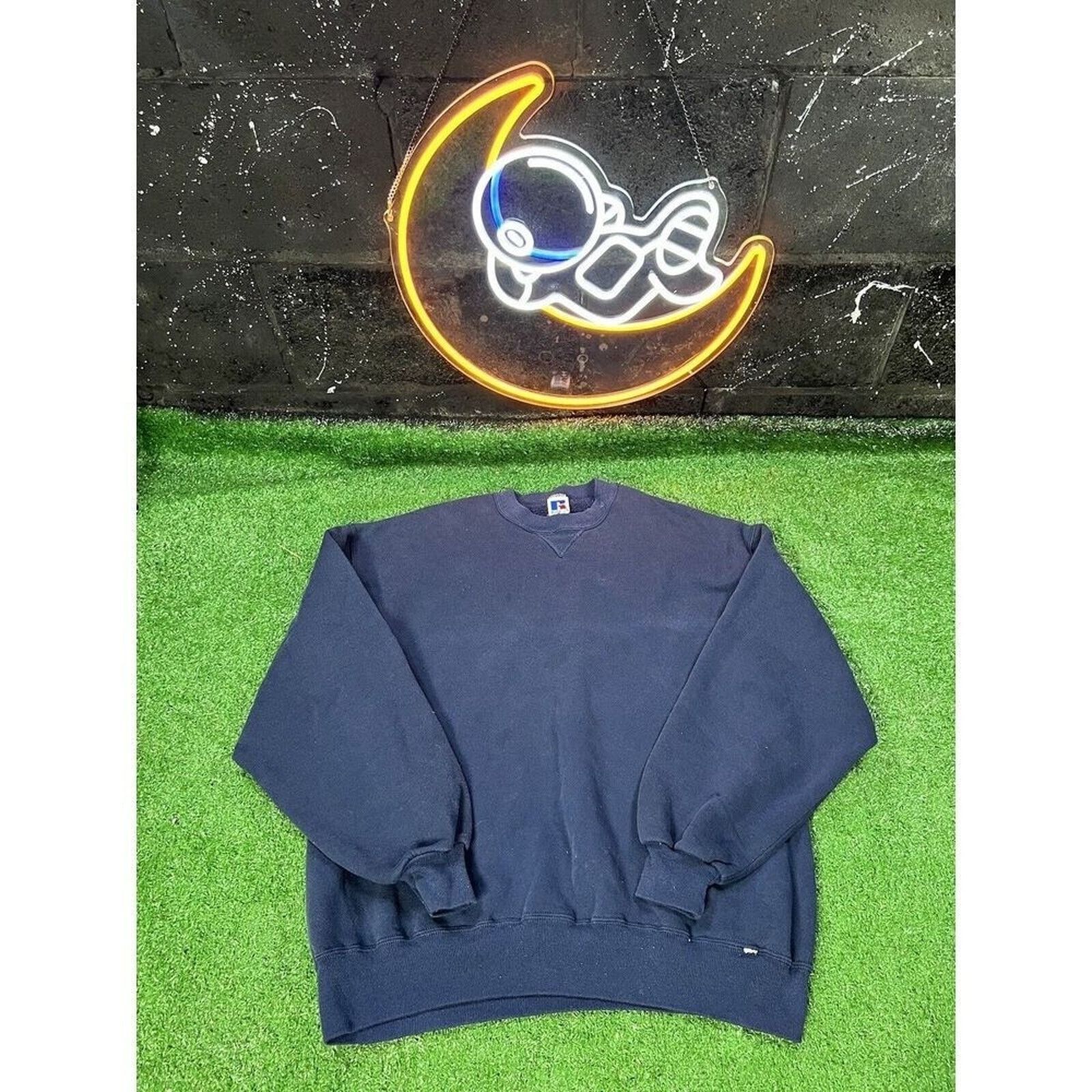 Russell Athletic Vintage Russell Athletic Blue Blank Plain Sweatshirt XL Size US XL / EU 56 / 4 - 1 Thumbnail