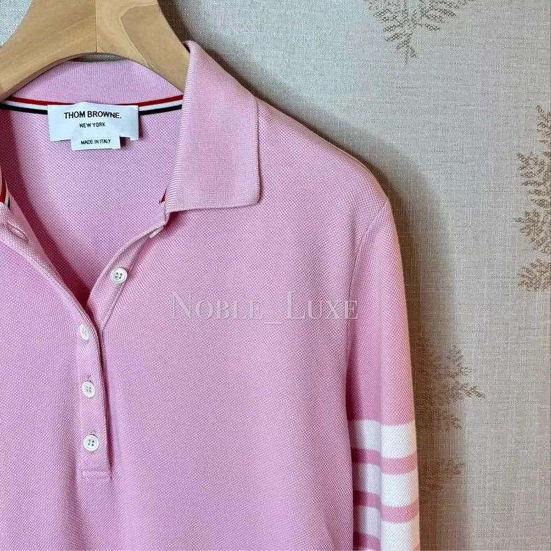 Thom Browne Thom Browne Pink waffle Polo long sleeves Size S / US 4 / IT 40 - 2 Thumbnail