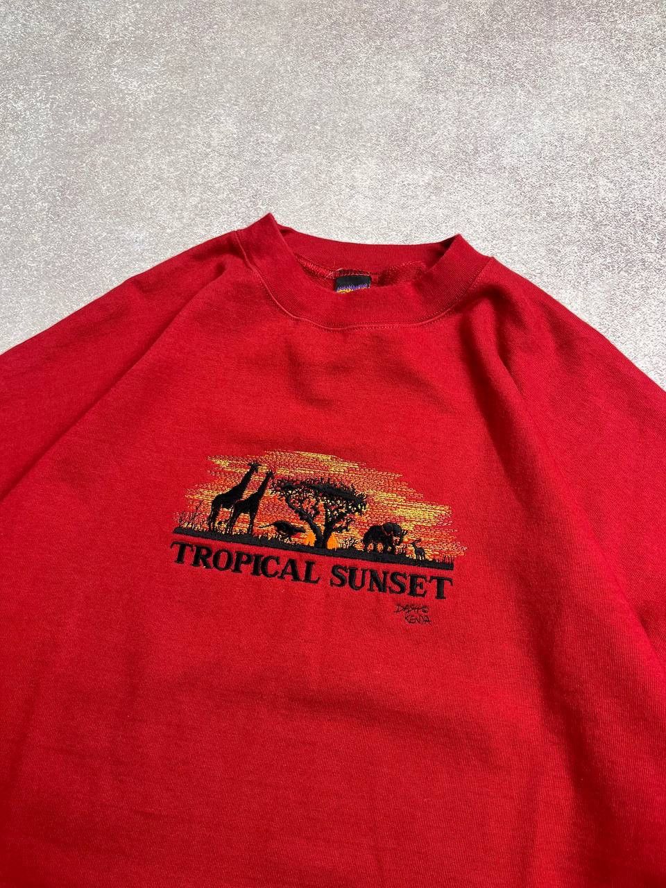 Vintage Vintage Tropical Sunset Embroidery Boxy Sweatshirt L Size US L / EU 52-54 / 3 - 3 Thumbnail