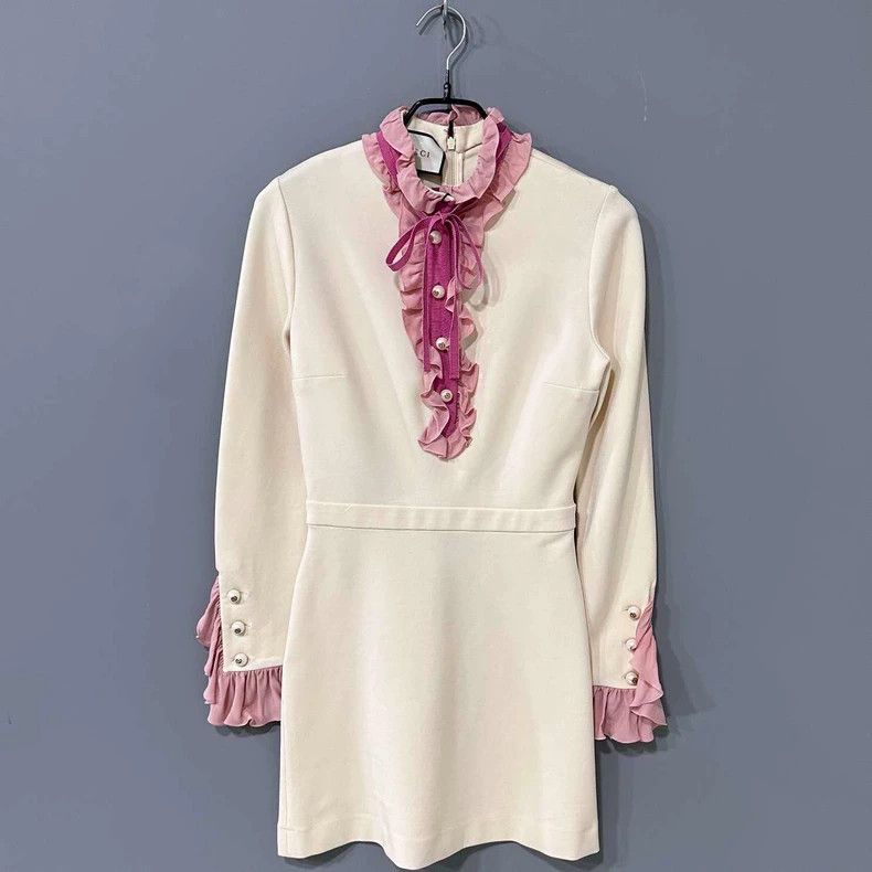 Gucci Gucci Ruffled pearl button dress Size S / US 4 / IT 40 - 1 Thumbnail
