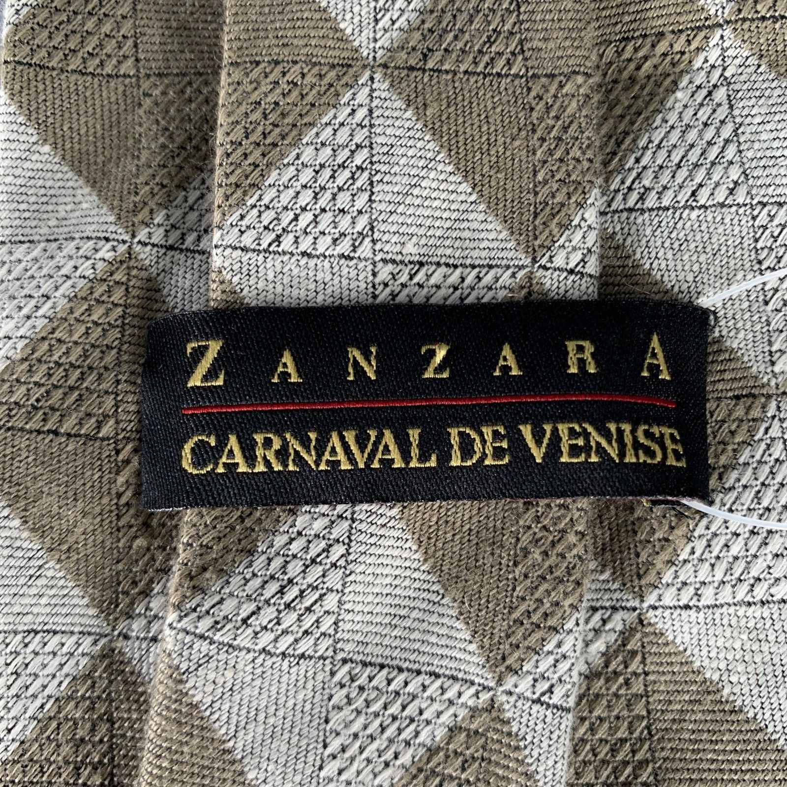 Other ZANZARA Grey Olive Checkered Silk Tie Size ONE SIZE - 4 Thumbnail