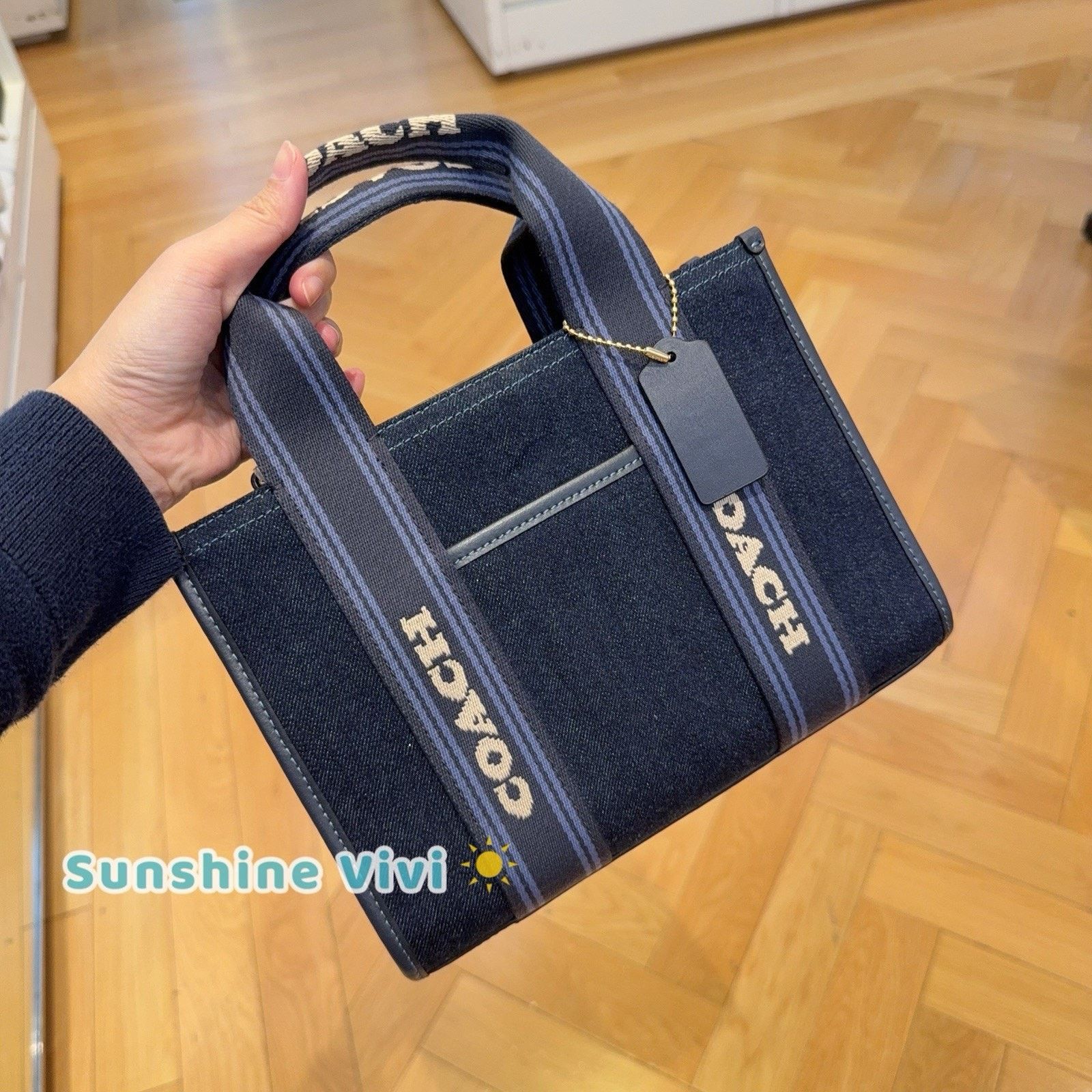 NWT Coach CCL67 Smith Tote Bag 24 Leather Dark Denim Multi