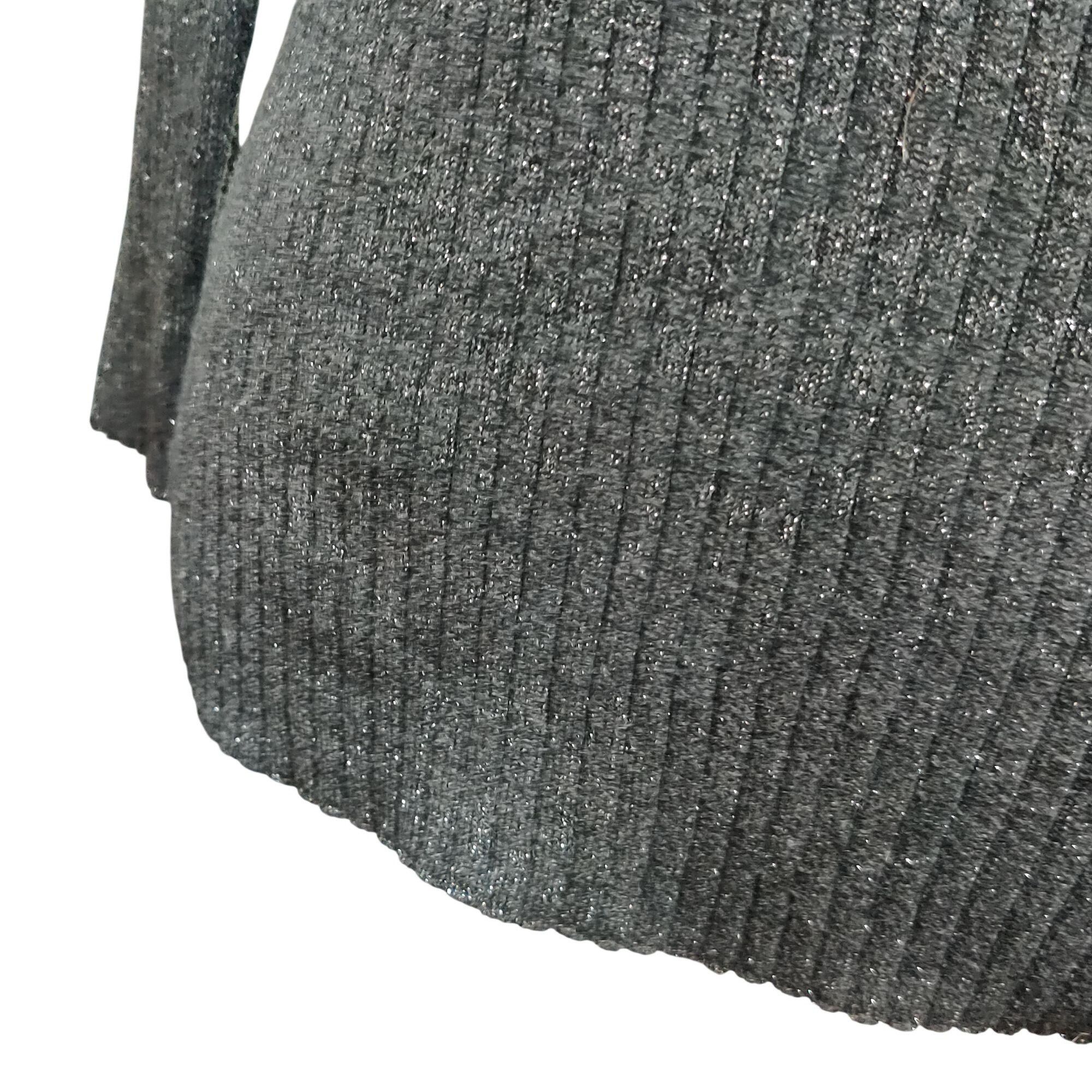 Chicos Chicos 0 Small Black Gray Silver Ribbed Metallic Turtleneck Size S / US 4 / IT 40 - 9 Thumbnail