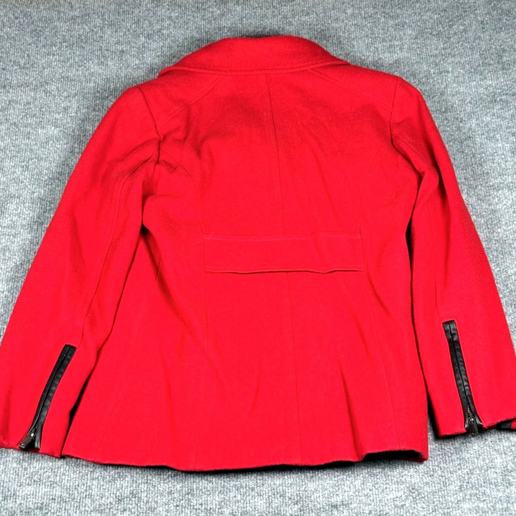 Vintage Black Rivet Pea Coat Jacket Women Wool Red Short Coat S Zip Pockets Lined City Chic Casual Size S / US 4 / IT 40 - 3 Thumbnail