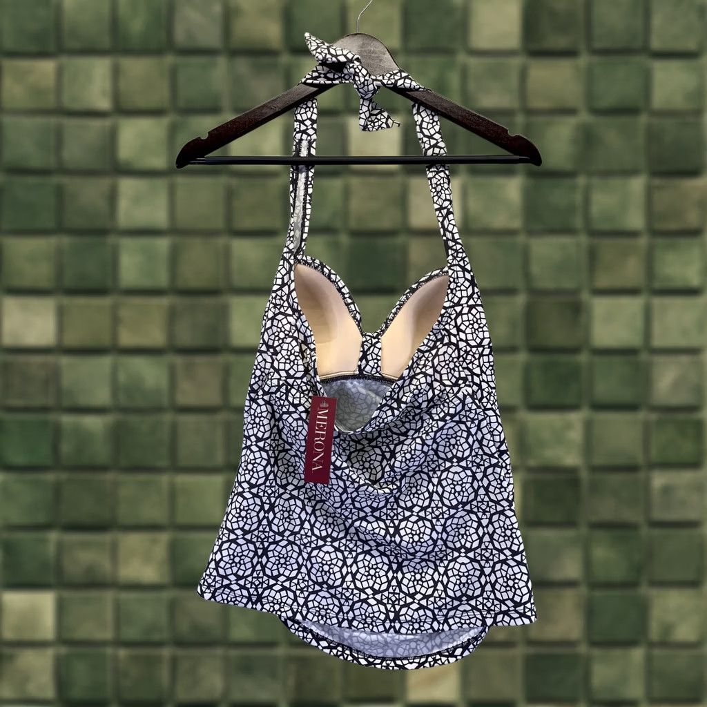 Merona Merona Womens Padded Gray/White Swim Tank Top Size S NWT-7072 Size S / US 4 / IT 40 - 1 Thumbnail